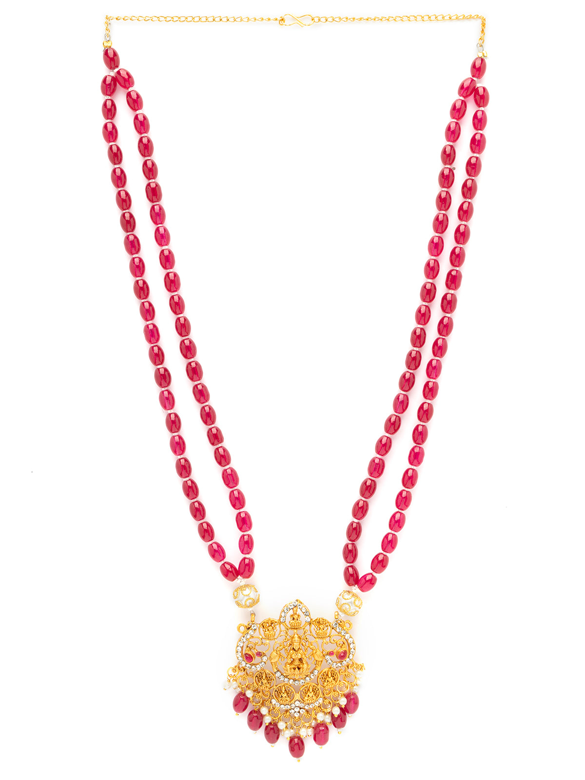 Sukkhi Classic Laxmi Design Style 18k Gold Plated Rani Pink Necklace Jewellery for Women & Girls|N107075