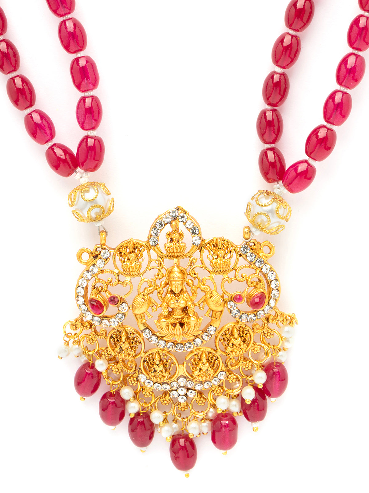 Sukkhi Classic Laxmi Design Style 18k Gold Plated Rani Pink Necklace Jewellery for Women & Girls|N107075