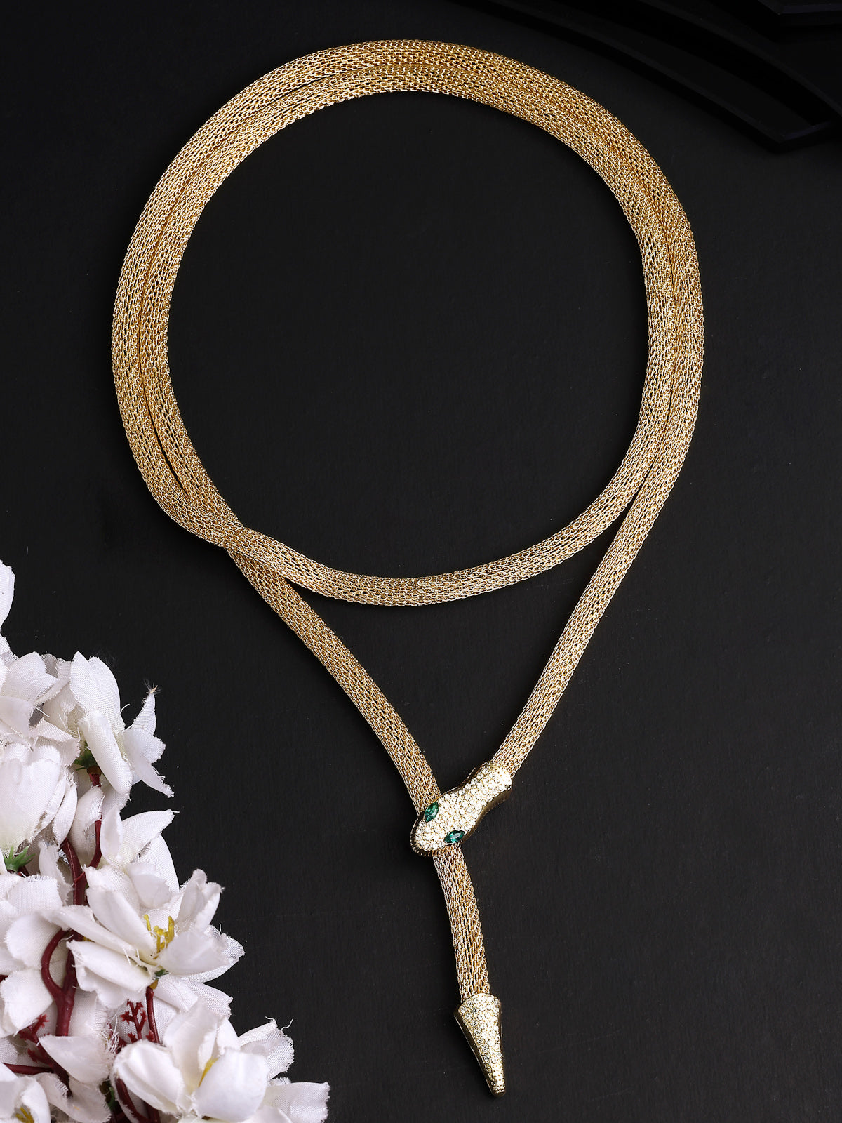 Scintillare By Sukkhi Unique Latest Stylish Crystal Embellishment Gold Choker Necklace for Women & Girls With Two In One Stylish Serpent Accessory Jewellery|N107100