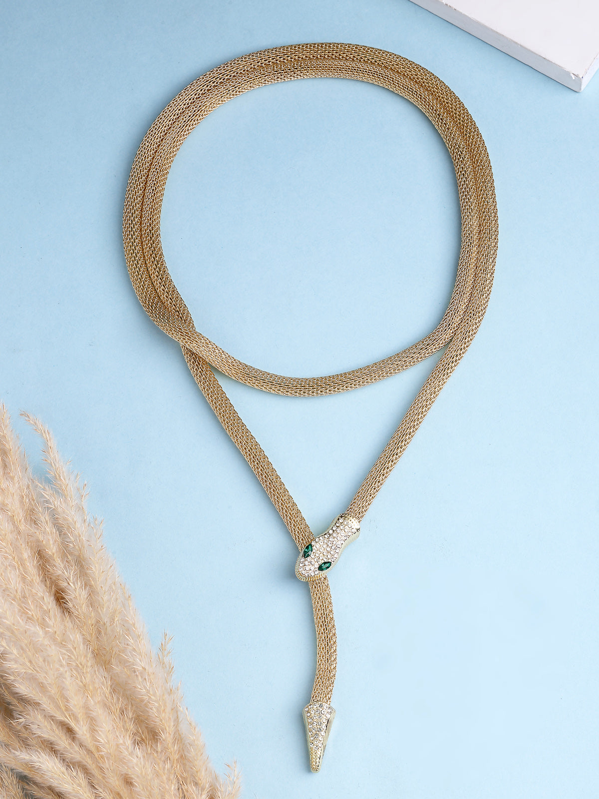 Scintillare By Sukkhi Unique Latest Stylish Crystal Embellishment Gold Choker Necklace for Women & Girls With Two In One Stylish Serpent Accessory Jewellery|N107100