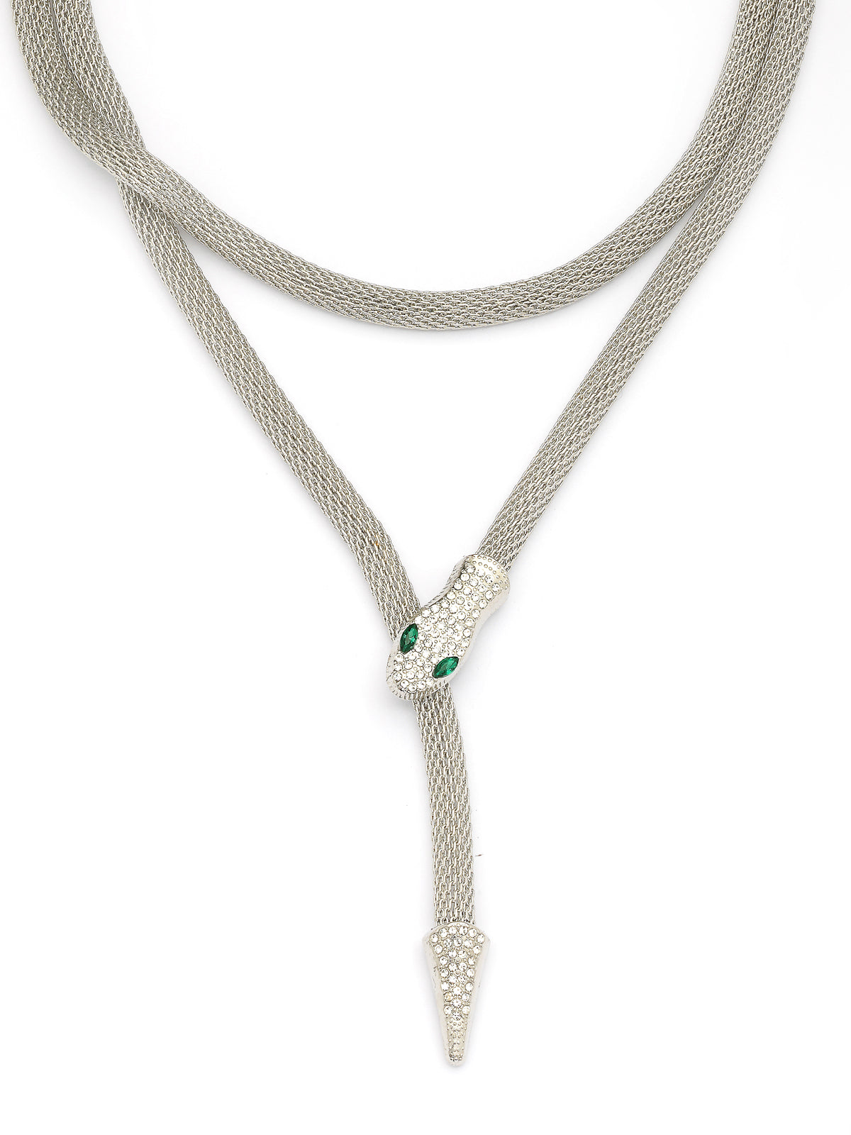 Scintillare By Sukkhi Unique Latest Stylish Crystal Embellishment Silver Choker Necklace for Women & Girls With Two In One Stylish Serpent Accessory Jewellery|N107101