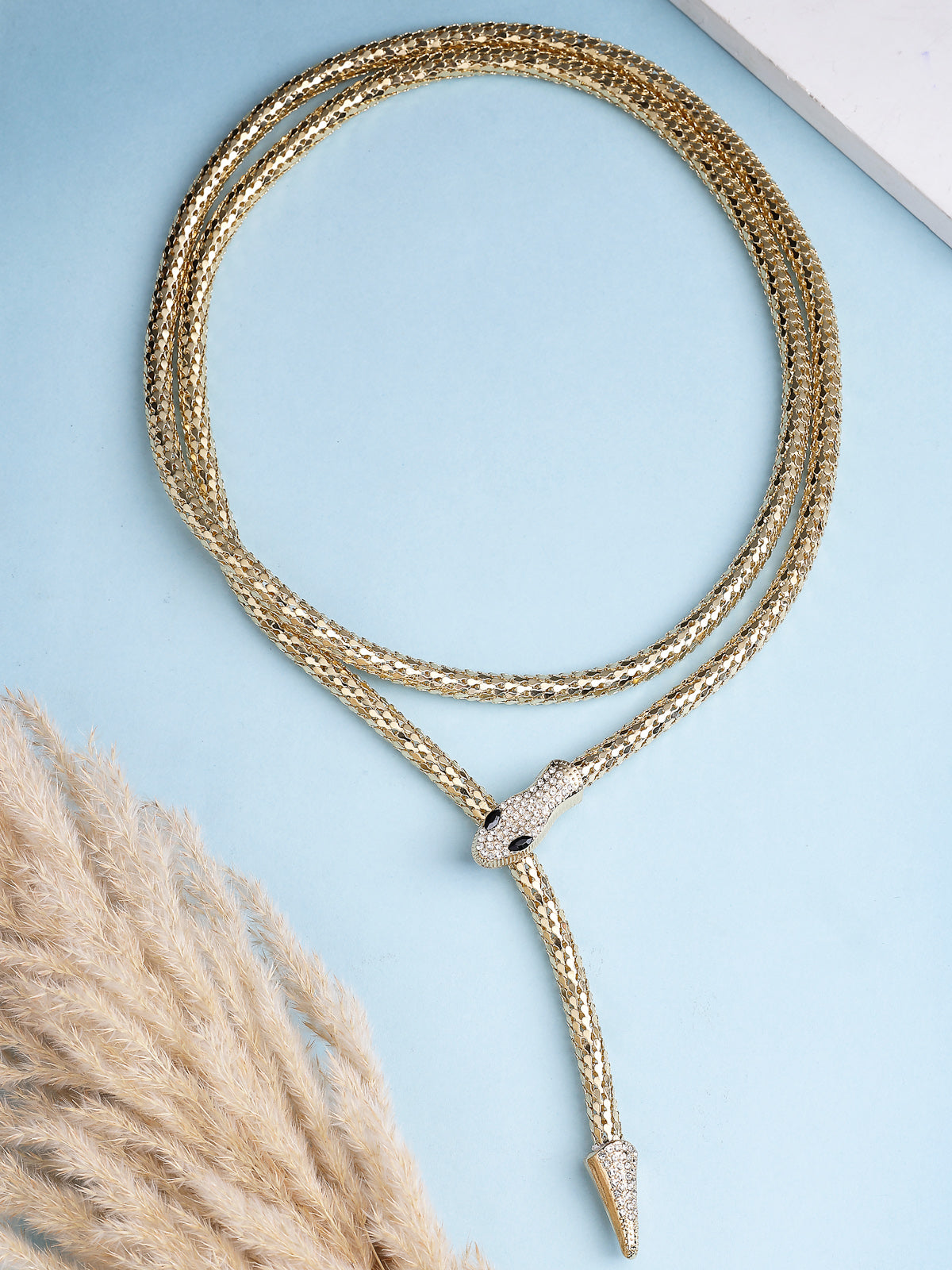 Scintillare By Sukkhi Eye Catchy Latest Stylish Crystal Embellishment Gold Choker Necklace for Women & Girls With Two In One Stylish Serpent Accessory Jewellery|N107102