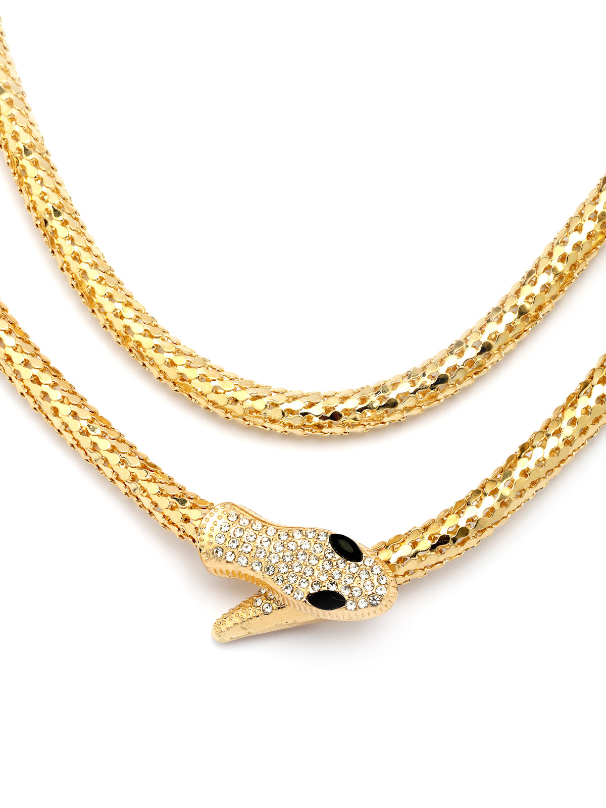 Scintillare By Sukkhi Eye Catchy Latest Stylish Crystal Embellishment Gold Choker Necklace for Women & Girls With Two In One Stylish Serpent Accessory Jewellery|N107102