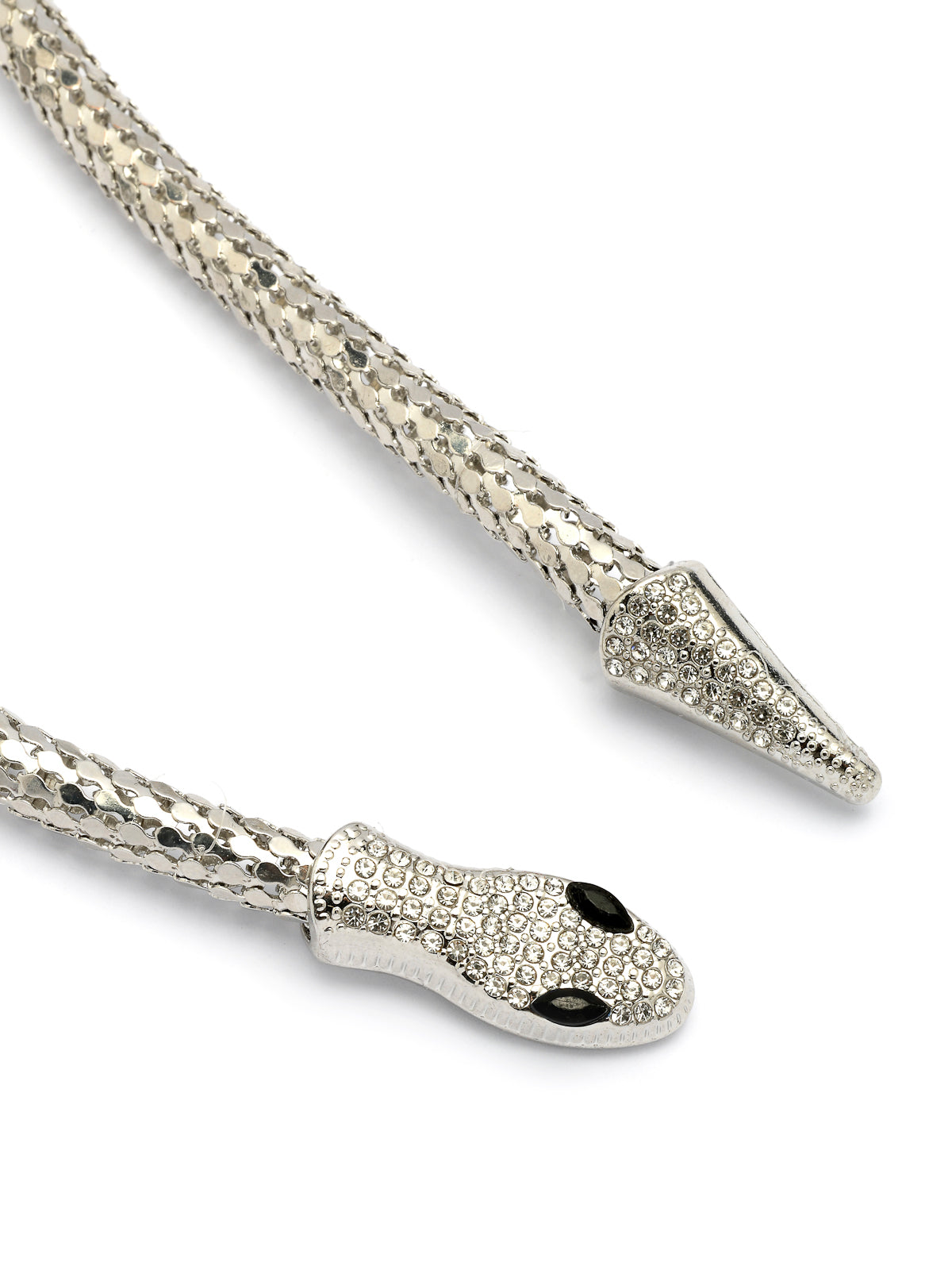 Scintillare By Sukkhi Eye Catchy Latest Stylish Crystal Embellishment Silver Choker Necklace for Women & Girls With Two In One Stylish Serpent Accessory Jewellery|N107103