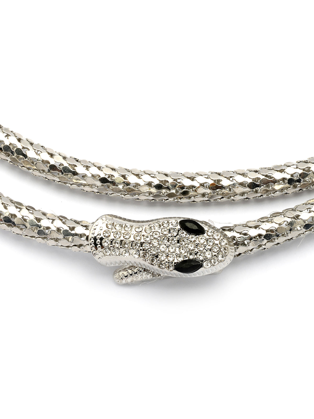 Scintillare By Sukkhi Eye Catchy Latest Stylish Crystal Embellishment Silver Choker Necklace for Women & Girls With Two In One Stylish Serpent Accessory Jewellery|N107103