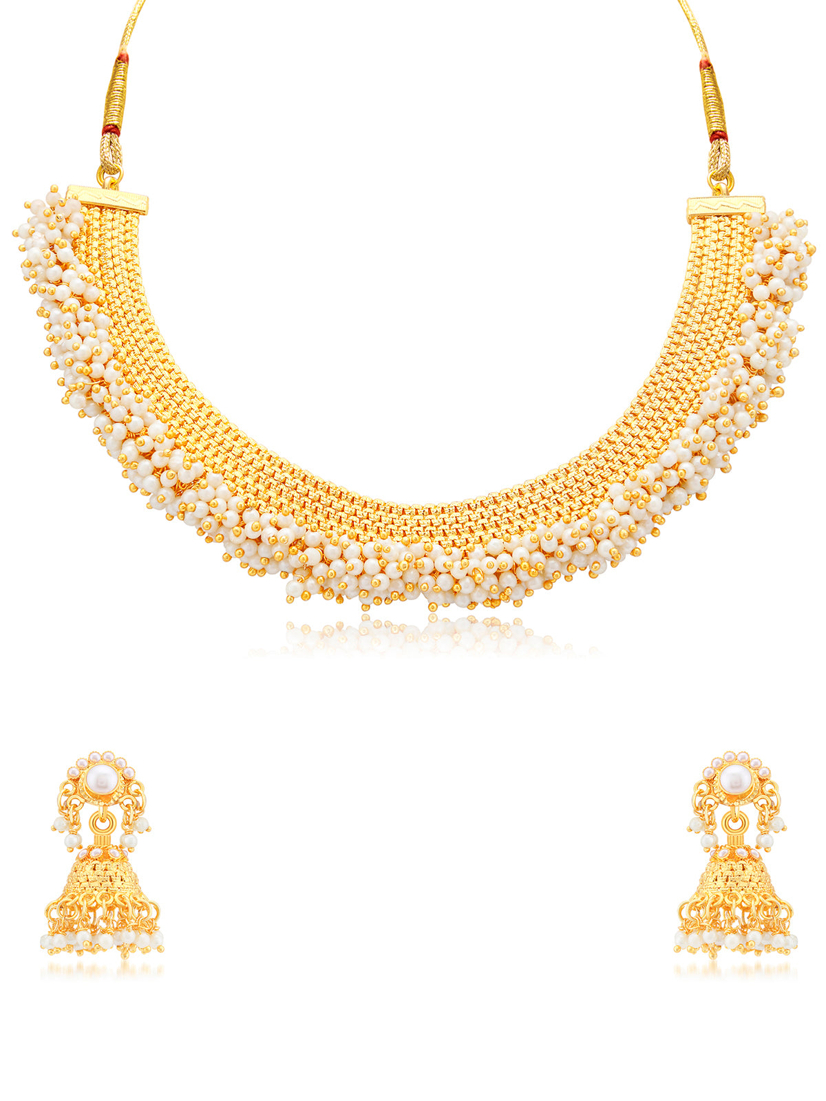 Sukkhi Astonish Pearl Gold Plated Choker Necklace Set For Women N71437GLDPAP3050