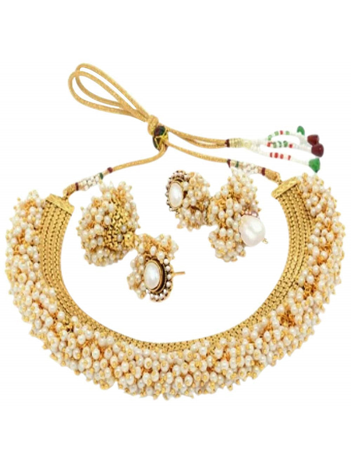 Sukkhi Astonish Pearl Gold Plated Choker Necklace Set For Women N71437GLDPAP3050