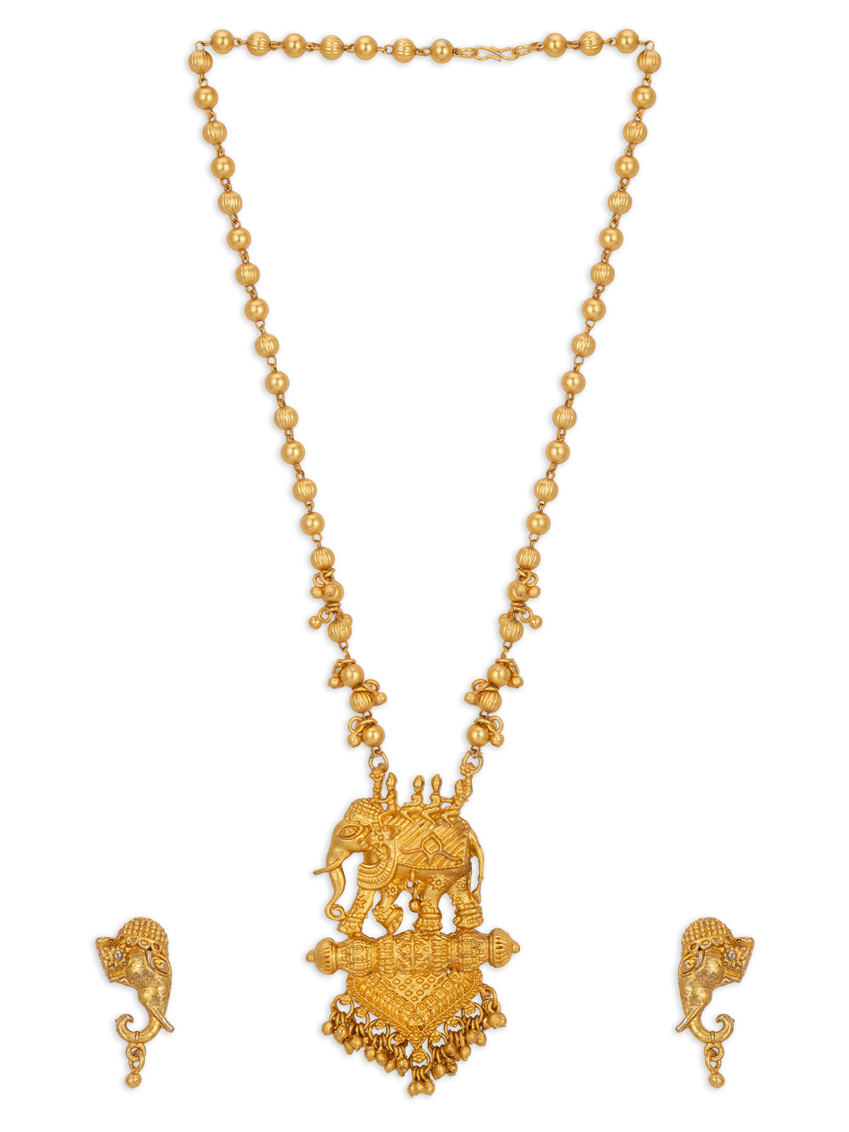 Sukkhi Bahubali Matte Finished Gold Plated Long Haram Necklace Set For Women N71788GLDPV1450