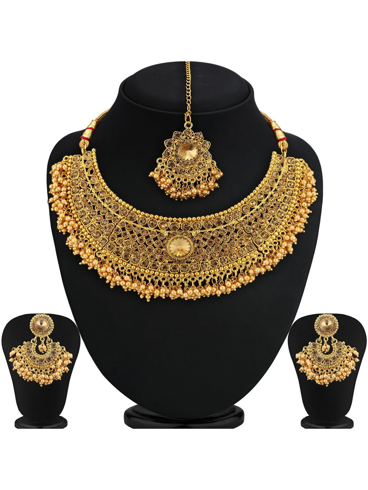 Sukkhi Traditional Pearl Gold Plated LCT Stone Choker Necklace Set For Women N72392ADHT112017