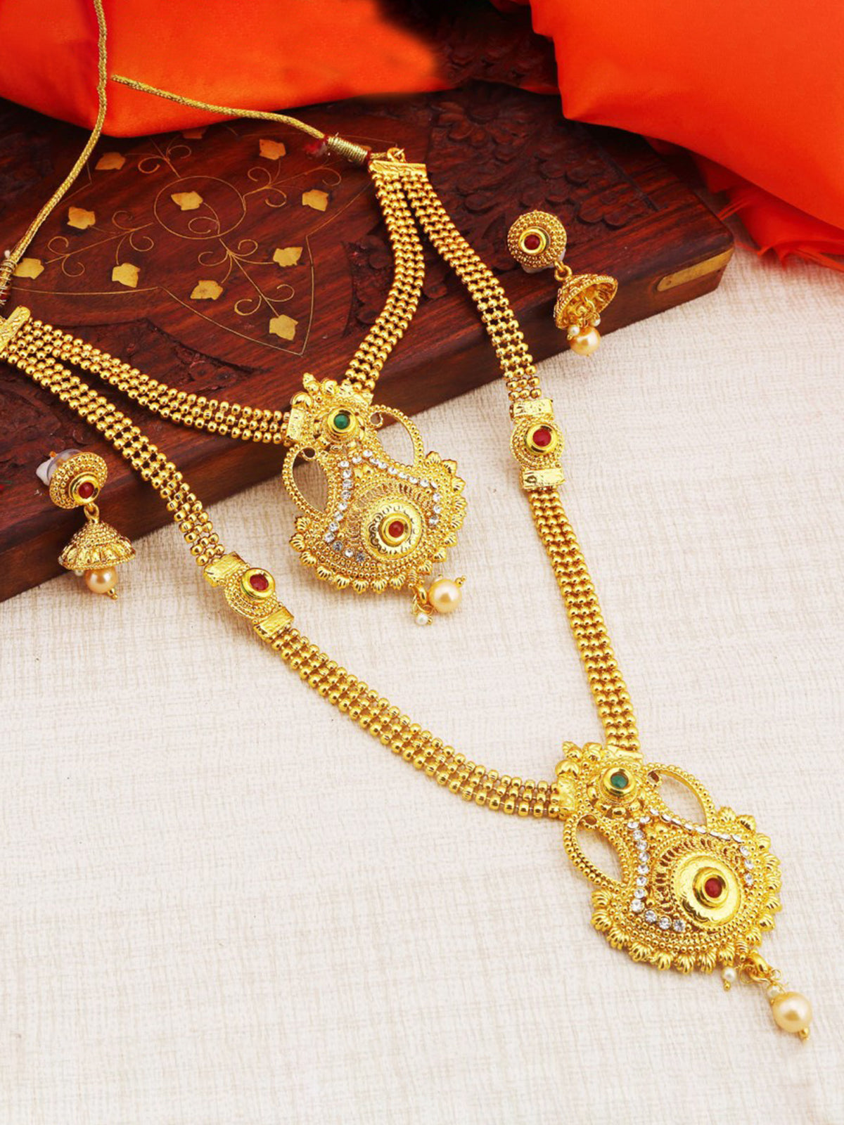 Sukkhi Ethnic Gold Plated Long Haram Necklace Set For Women N72488GLDPH022018