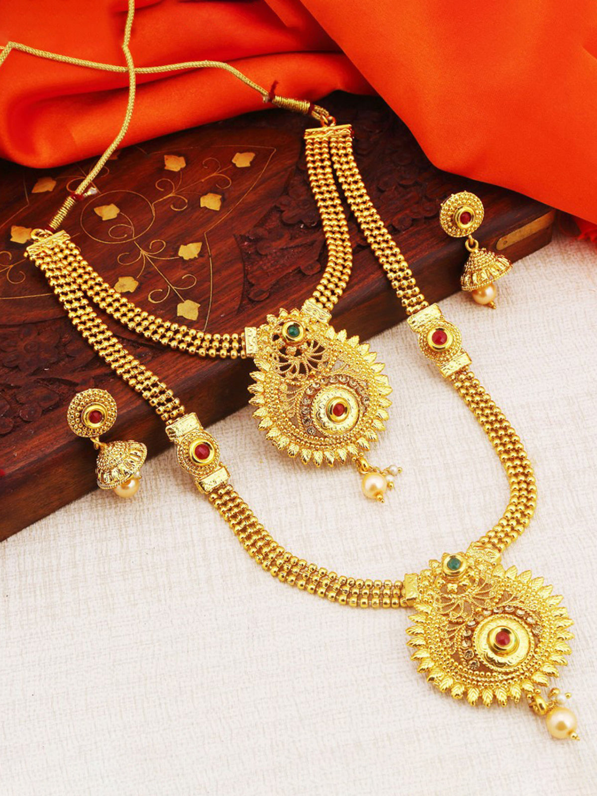 Sukkhi Classic Gold Plated Long Haram Necklace Set For Women N72489GLDPH022018