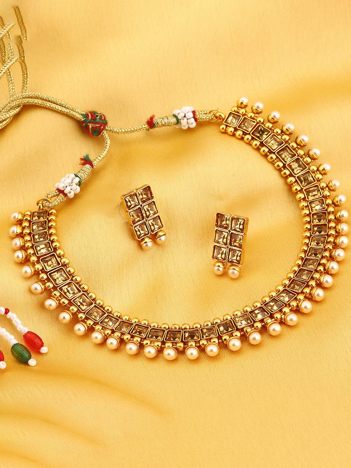 Sukkhi Stylish LCT Gold Plated Pearl Choker Necklace Set For Women N72782GLDPJ032018