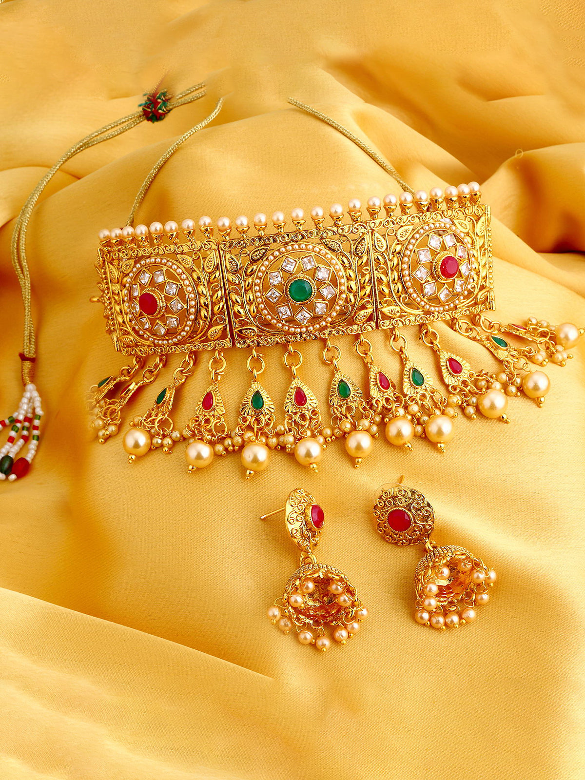 Sukkhi Classy Bollywood Inspired Pearl Gold Plated Choker Necklace Set For Women N72792GLDPJ032018