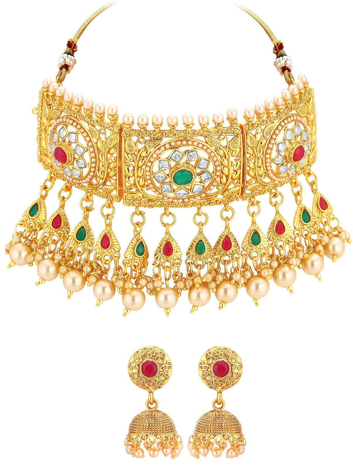 Sukkhi Classy Bollywood Inspired Pearl Gold Plated Choker Necklace Set For Women N72792GLDPJ032018