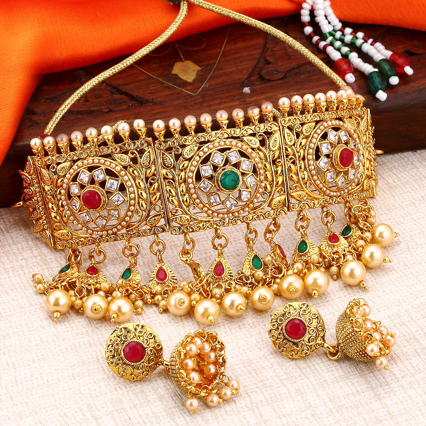 Sukkhi Classy Bollywood Inspired Pearl Gold Plated Choker Necklace Set For Women N72792GLDPJ032018