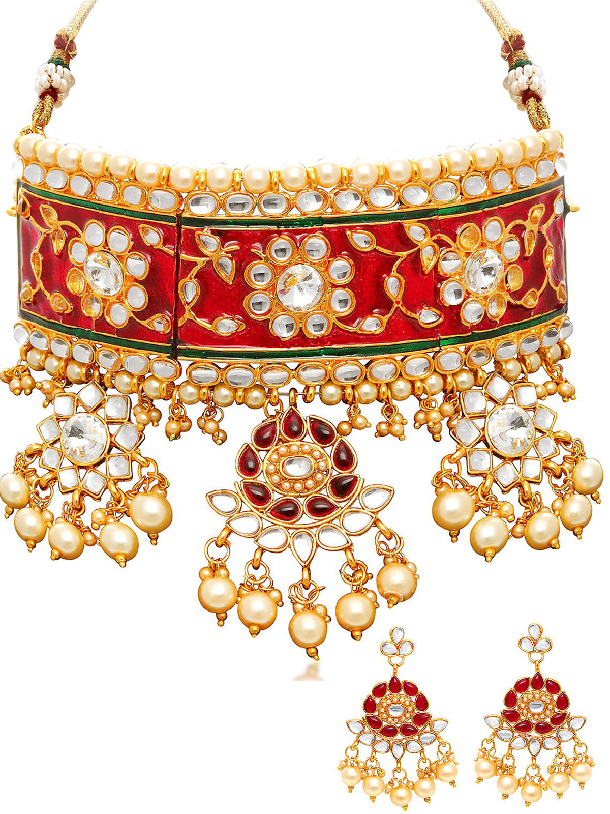 Sukkhi Padmavti Inspired Pearl Gold Plated Kundan Choker Necklace Set for Women N72836GLDPJ042018