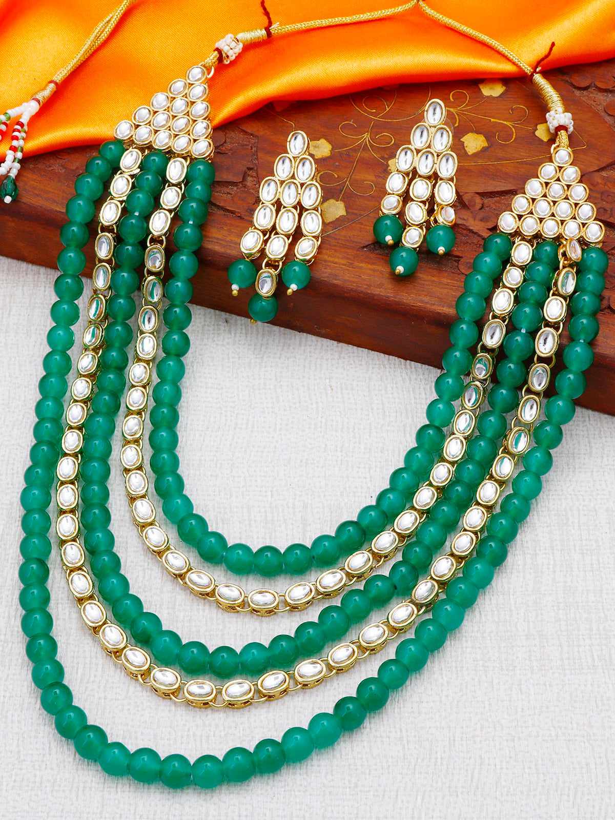 Sukkhi Trendy Gold Plated Kundan Long Haram Necklace Set for women N73505