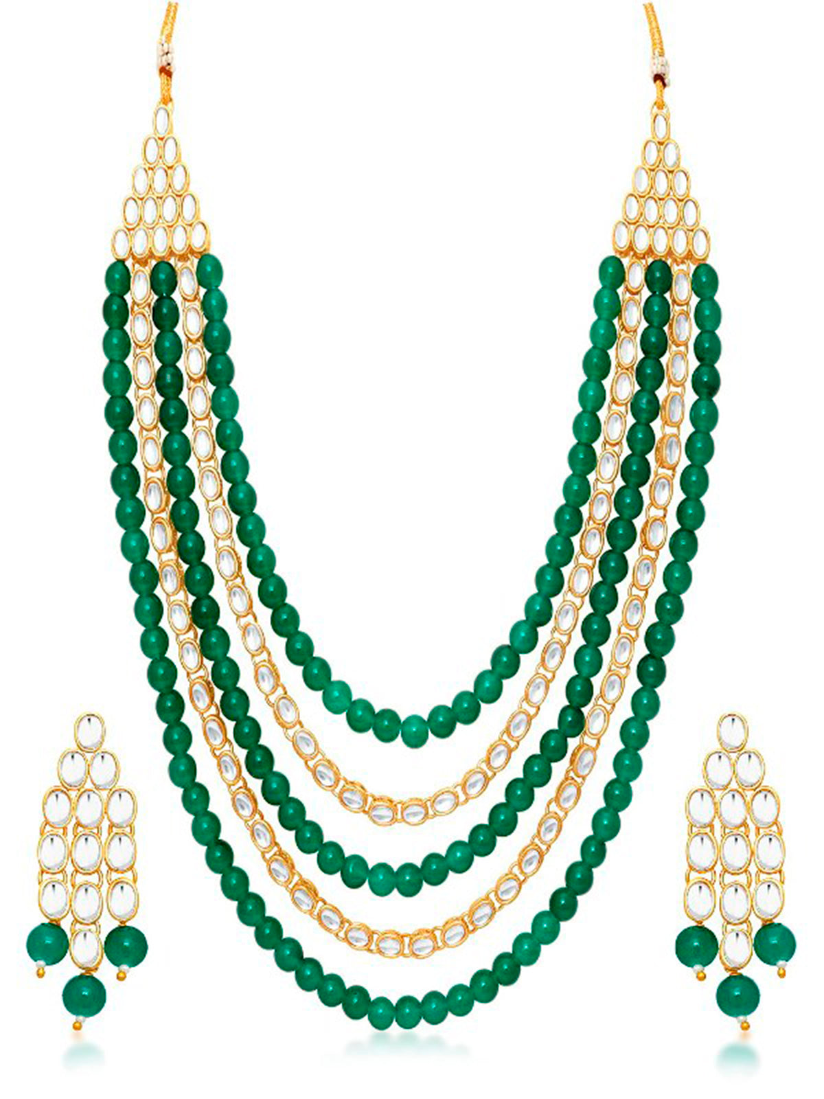 Sukkhi Trendy Gold Plated Kundan Long Haram Necklace Set for women N73505