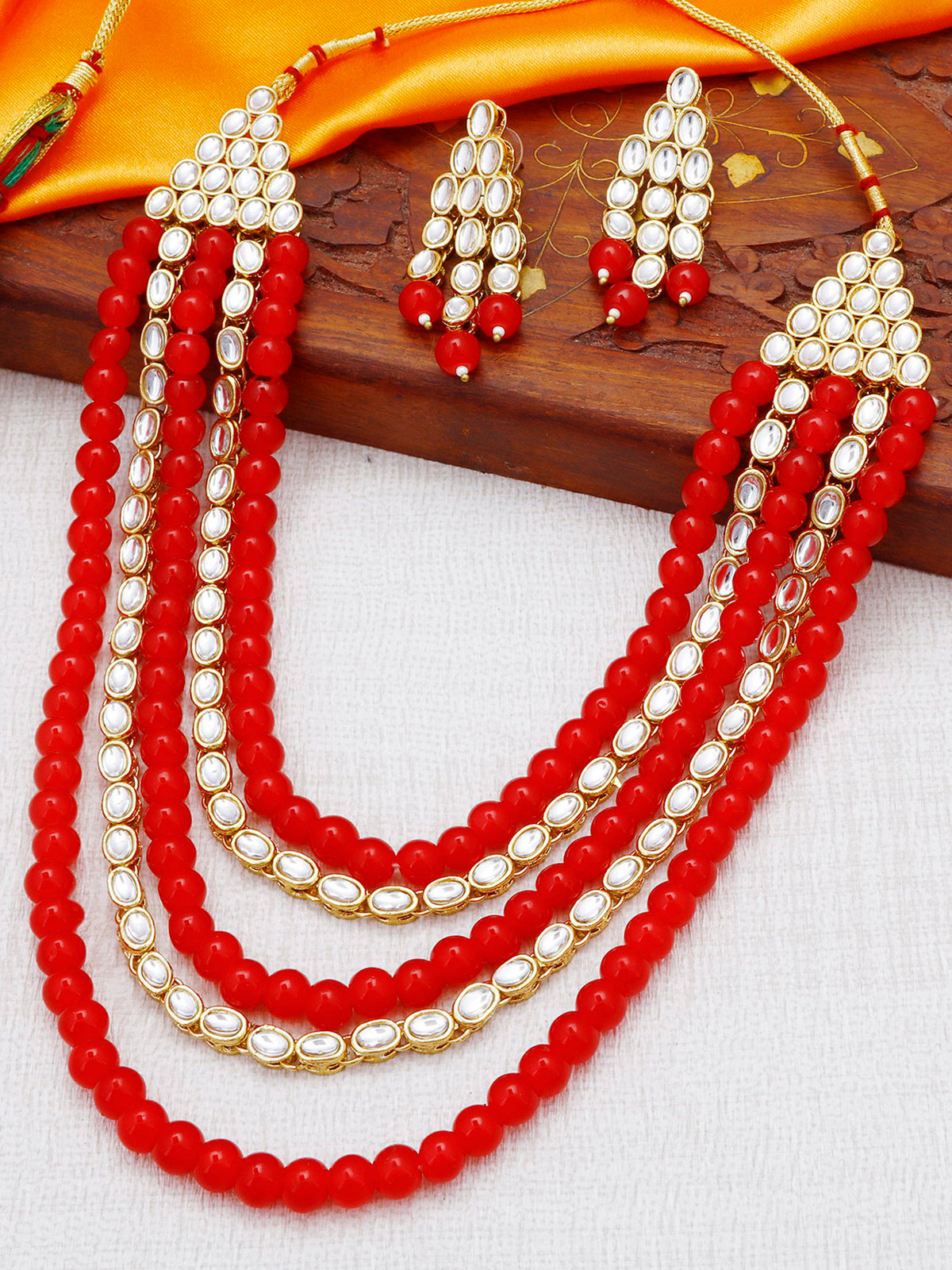 Sukkhi Astonish Gold Plated Kundan Long Haram Necklace Set for Women N73514