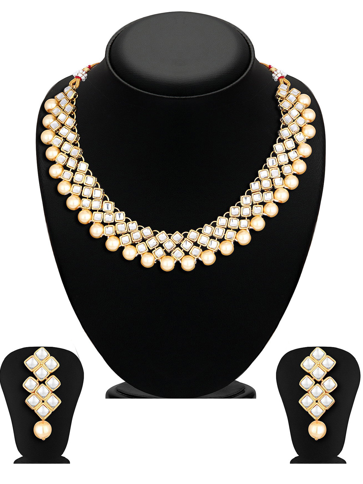 Sukkhi Glimmery Pearl Gold Plated Kundan Choker Necklace Set for Women N73523