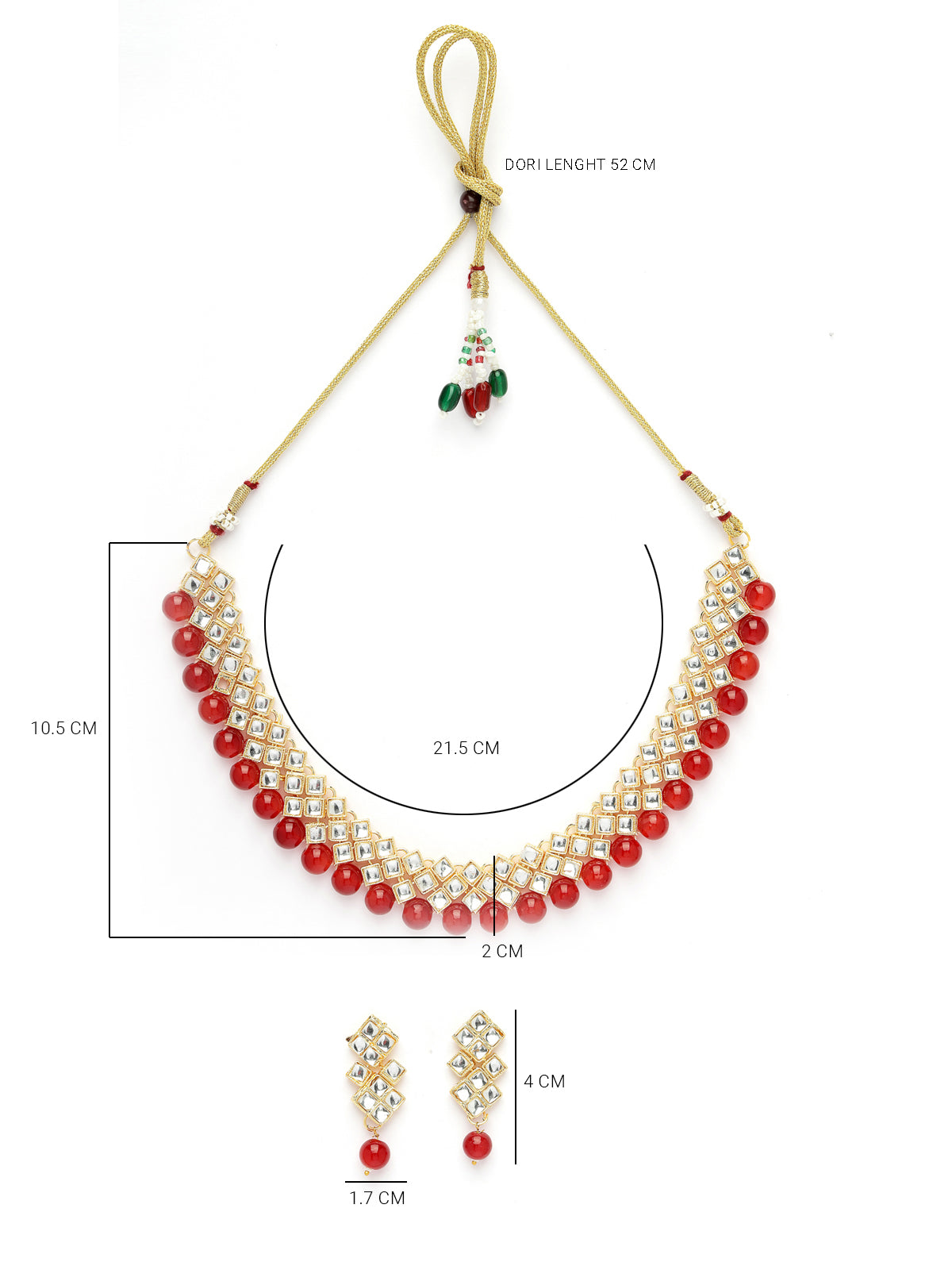 Sukkhi Trendy Gold Plated Red Beadded Choker Necklace Set with Drop Earring Jewellery Set for Women & Girls|Set of 1|N73524