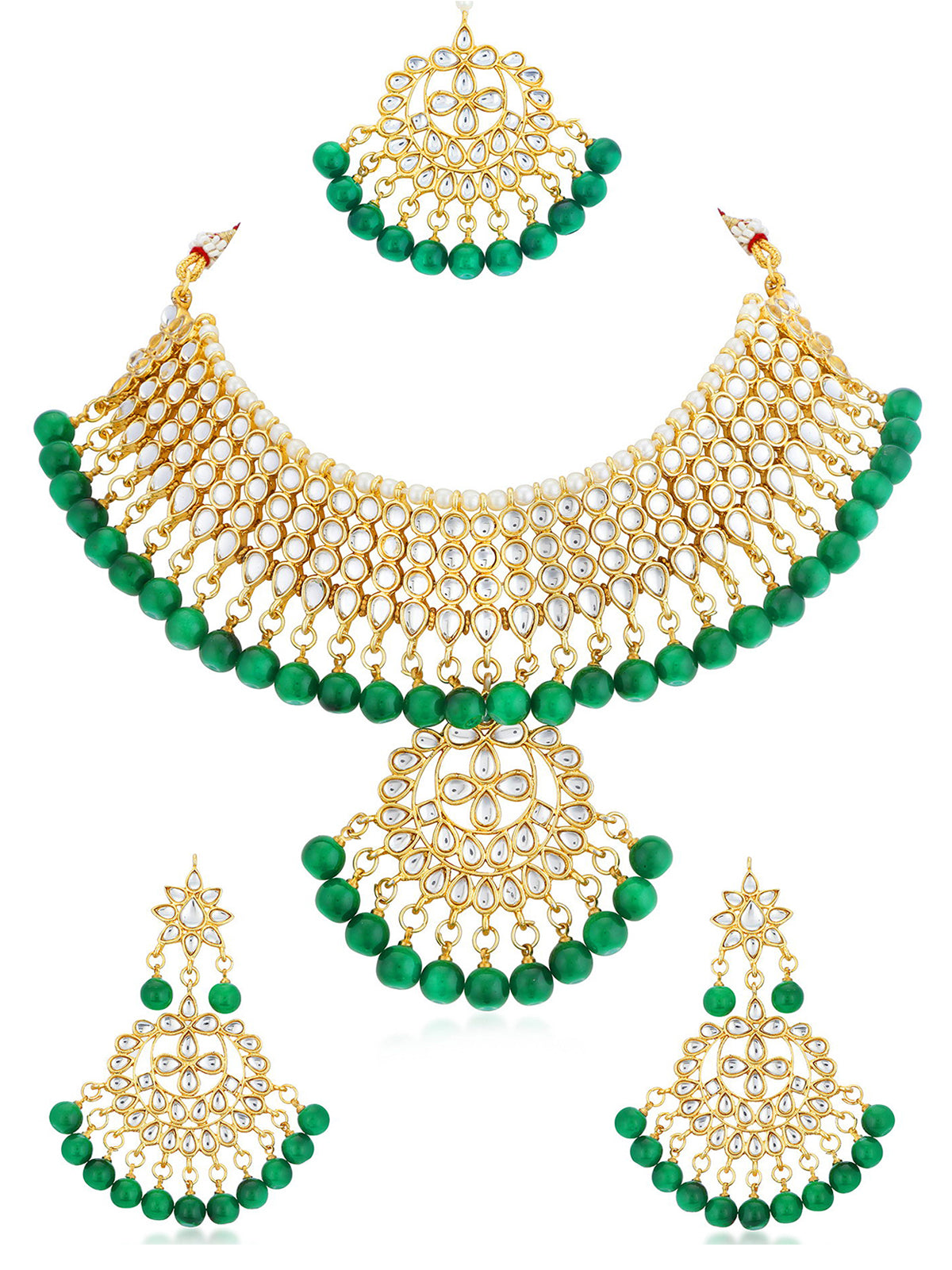 Sukkhi Trendy Kundan Gold Plated Choker Necklace Set for Women N73543