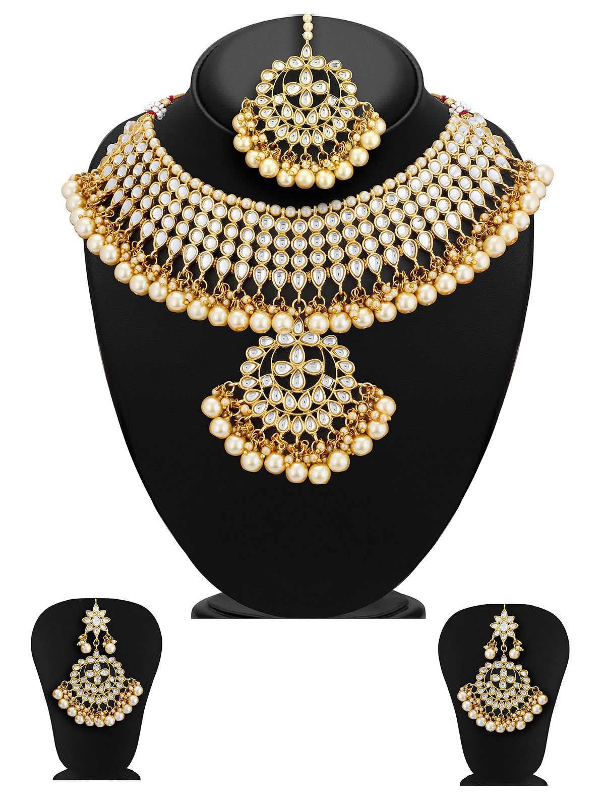 Sukkhi Trendy Kundan Gold Plated Pearl Choker Necklace Set for Women N73544