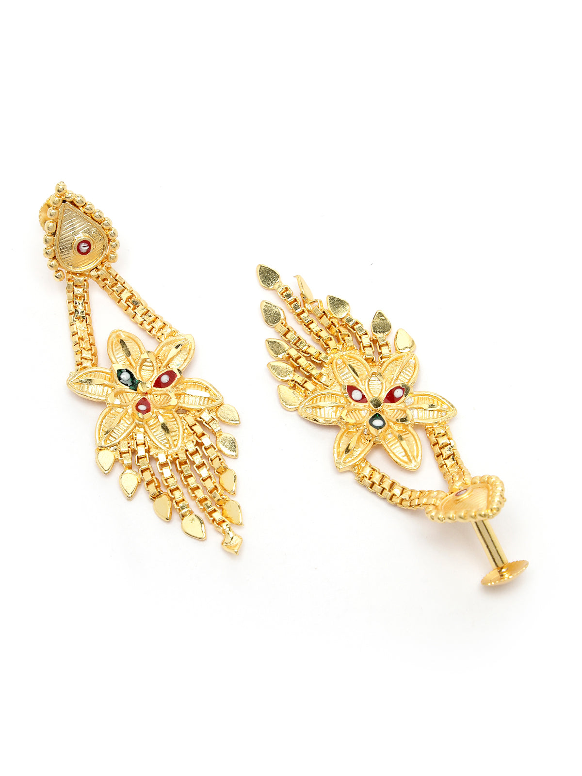 Sukkhi All-Season Trendy One Gram High Gold Plated With Red Green Meenakari Work Choker Necklace Set with Dangler Earrings Jewellery Set for Women & Girls|Set of 1|N73719