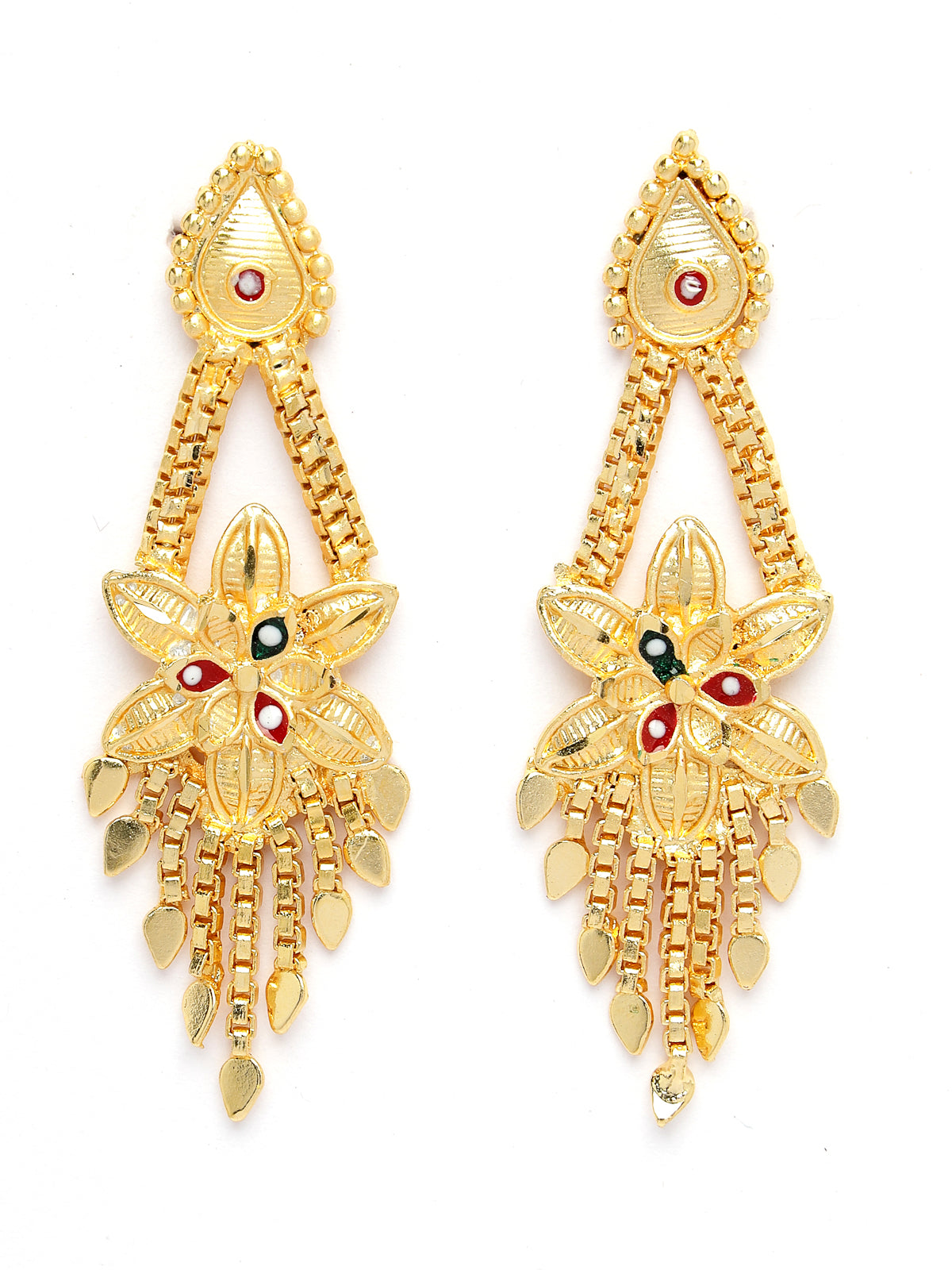 Sukkhi All-Season Trendy One Gram High Gold Plated With Red Green Meenakari Work Choker Necklace Set with Dangler Earrings Jewellery Set for Women & Girls|Set of 1|N73719