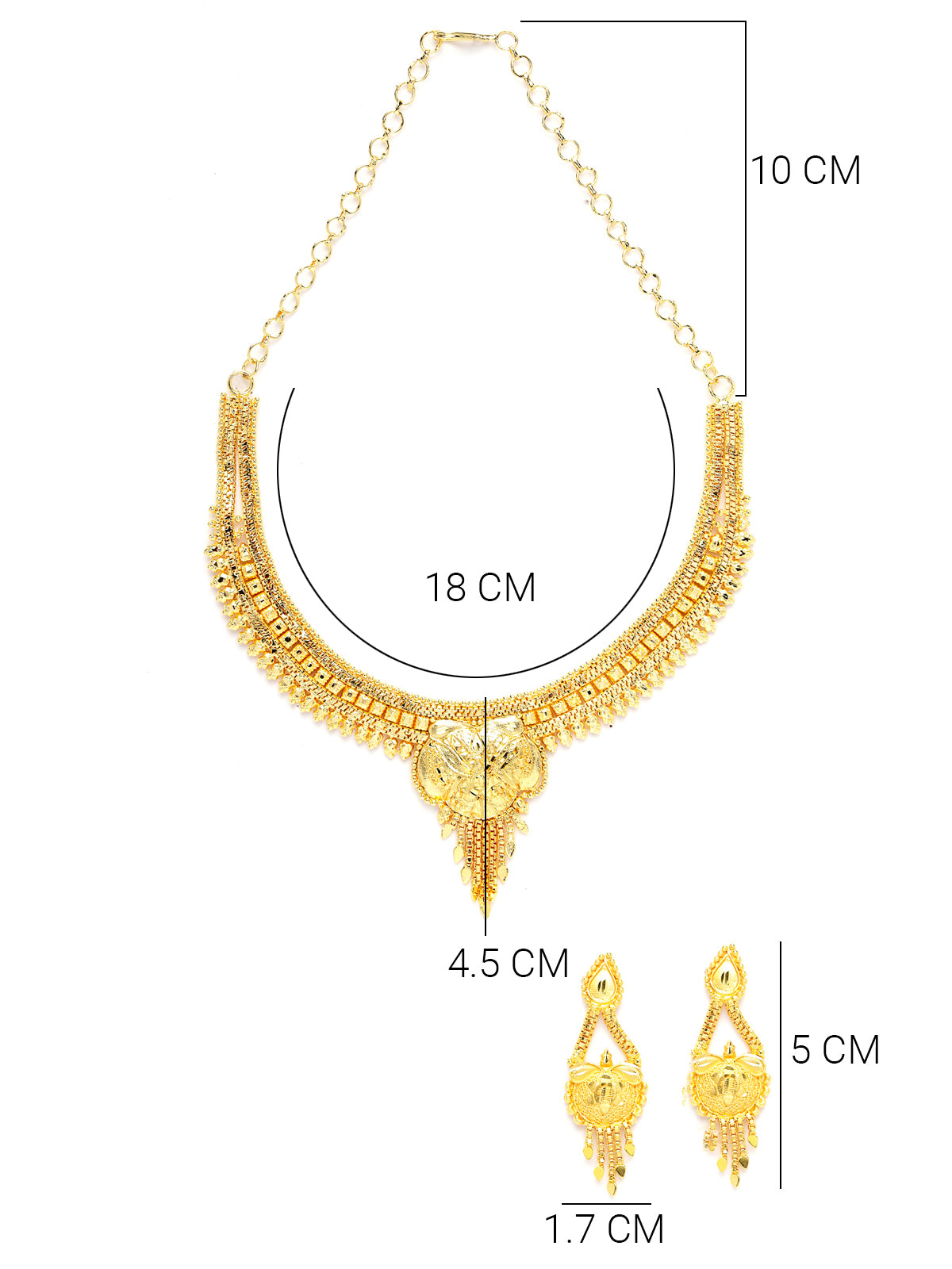 Sukkhi Stylish Traditional 18 Gram High Gold Plated Adjustable Choker Necklace Set with Dangler Earrings Jewellery Set for Women & Girls|Set of 1|N73723