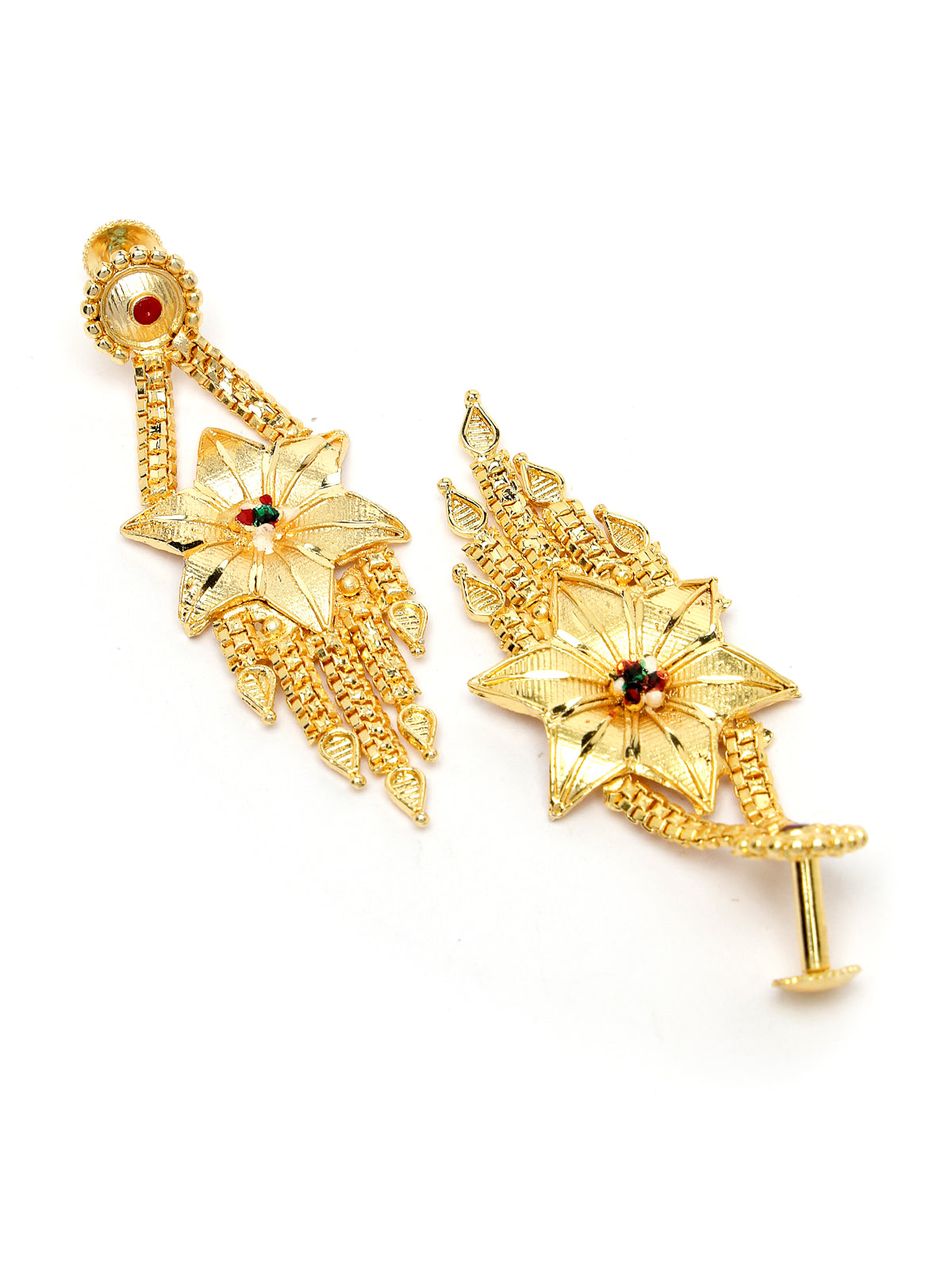 Sukkhi Ornamental 18k Gold Plated Floral Shaped With Adjustable Choker Necklace Set with Dangler Earrings Jewellery Set for Women & Girls|Set of 1|N73725