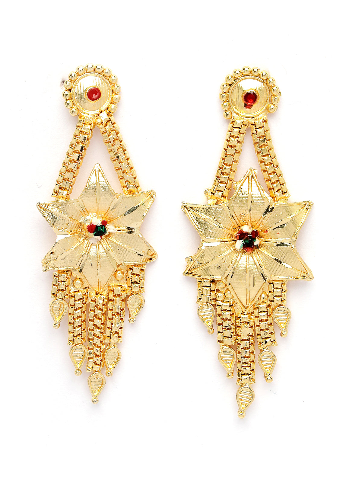 Sukkhi Ornamental 18k Gold Plated Floral Shaped With Adjustable Choker Necklace Set with Dangler Earrings Jewellery Set for Women & Girls|Set of 1|N73725