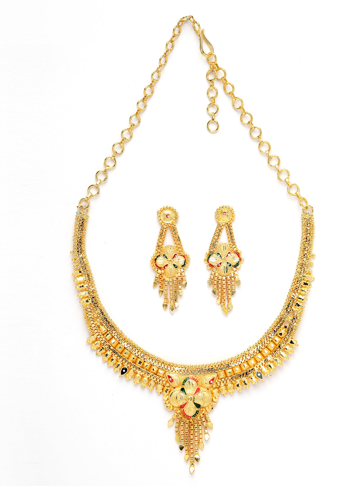 Sukkhi Classical Attractive One Gram High Gold Plated With Meenakari Work Adjustable Choker Necklace Set & Dangler Earrings Jewellery Set for Women & Girls|Set of 1|N73730