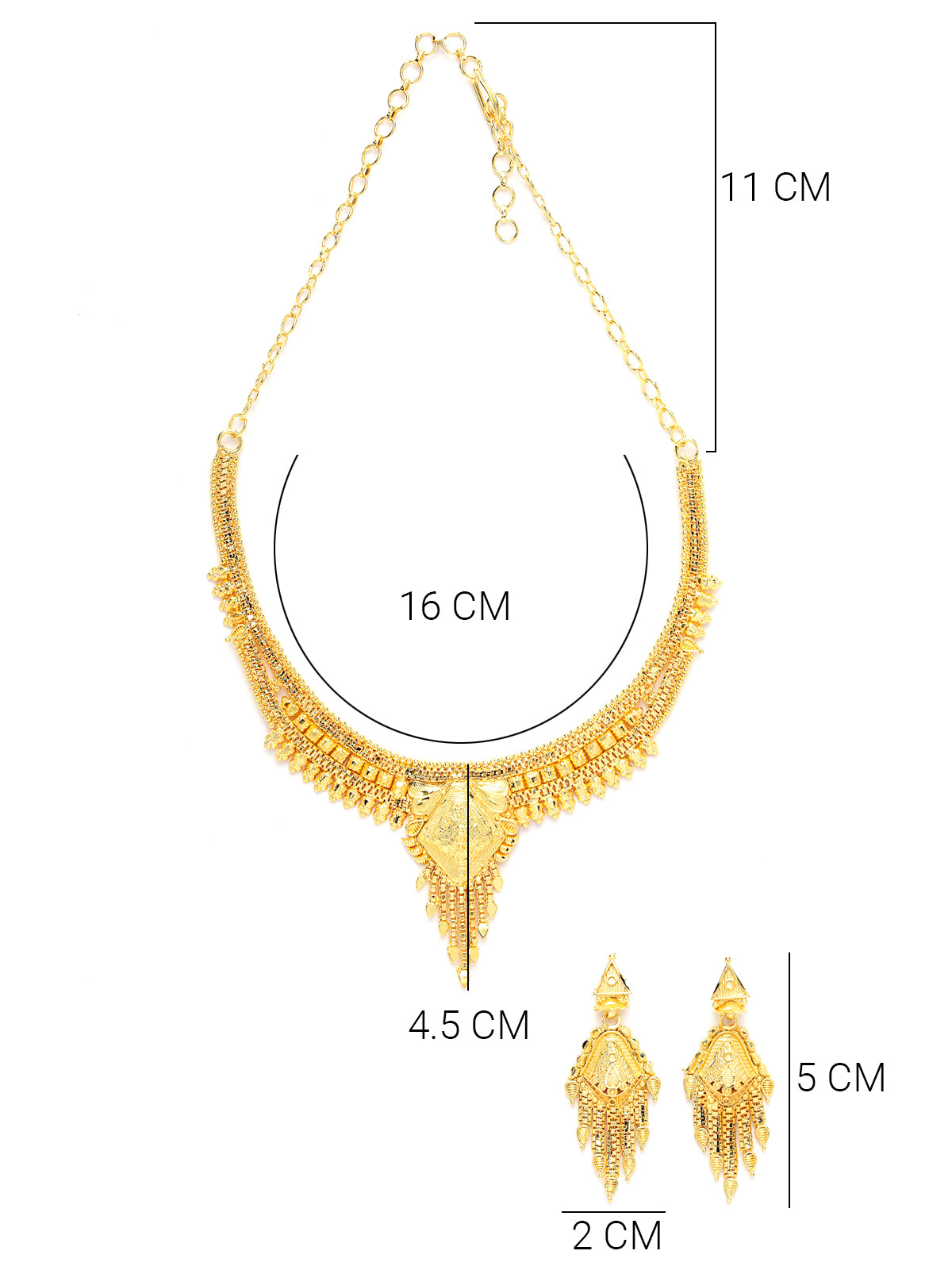 Sukkhi Trendy 18k Gram High Gold Plated Adjustable Choker Necklace Set with Dangler Earrings Jewellery Set for Women & Girls|Set of 1|N73740