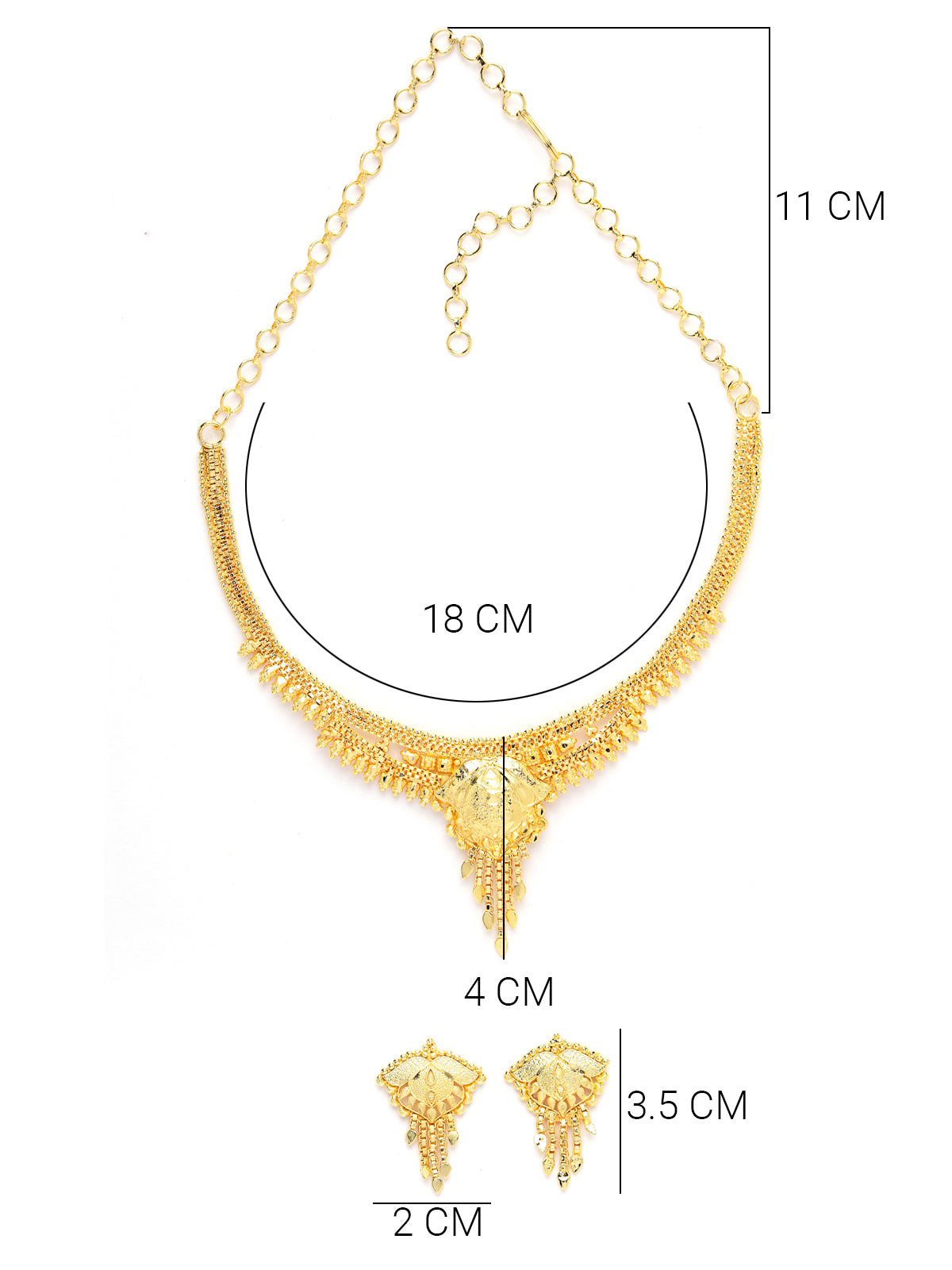 Sukkhi Affordable 18k Gold Plated Choker Adjustable Necklace Set with Dangler Earrings Jewellery Set for Women & Girls|Set of 1|N73742