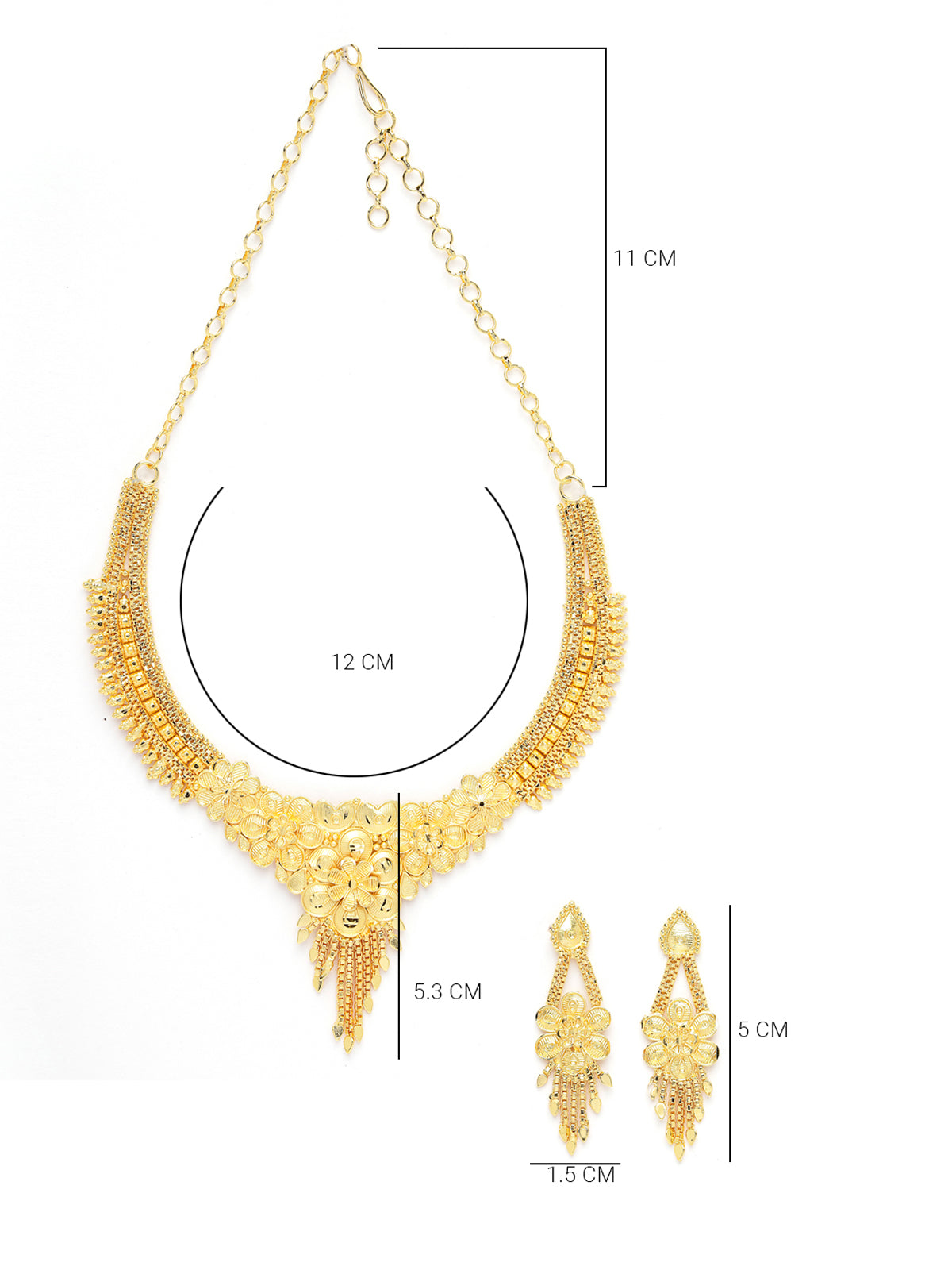 Sukkhi High-Class Traditional One Gram High Gold Plated with Floral Design Adjustable Choker Necklace Set with Dangler Earrings Jewellery Set for Women & Girls|Set of 1|N73750