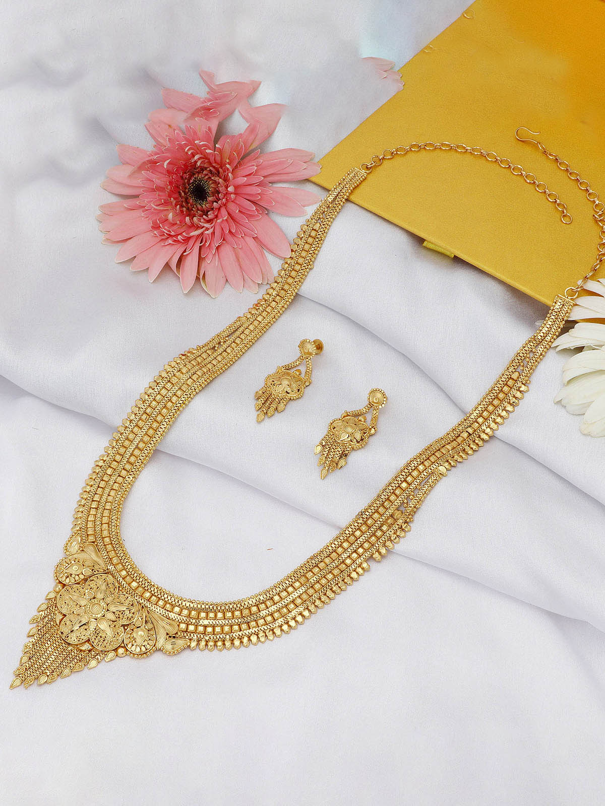 Sukkhi Moddish Gold plated Rani Haar Necklace Set for Women N73769