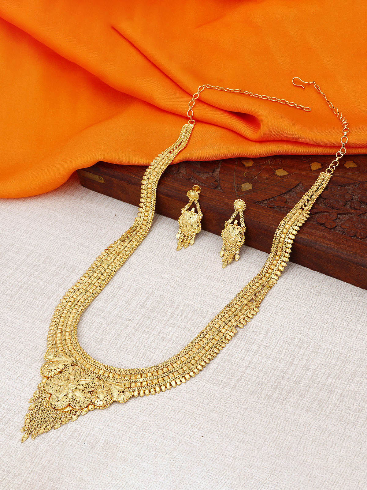 Sukkhi Moddish Gold plated Rani Haar Necklace Set for Women N73769