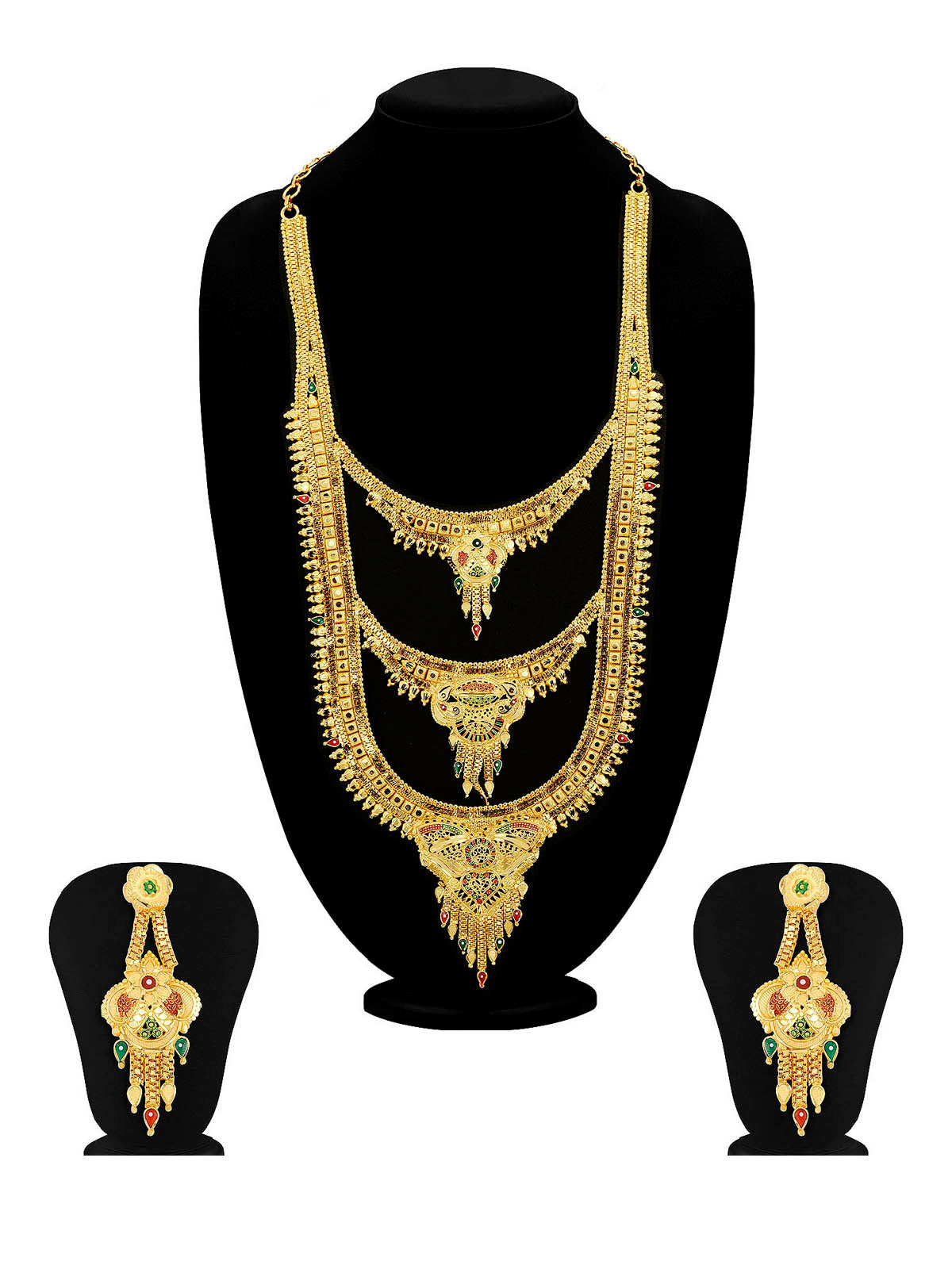 Sukkhi Graceful 24 Carat Gold Plated Rani Haar Multi-String Necklace Set for Women N73776