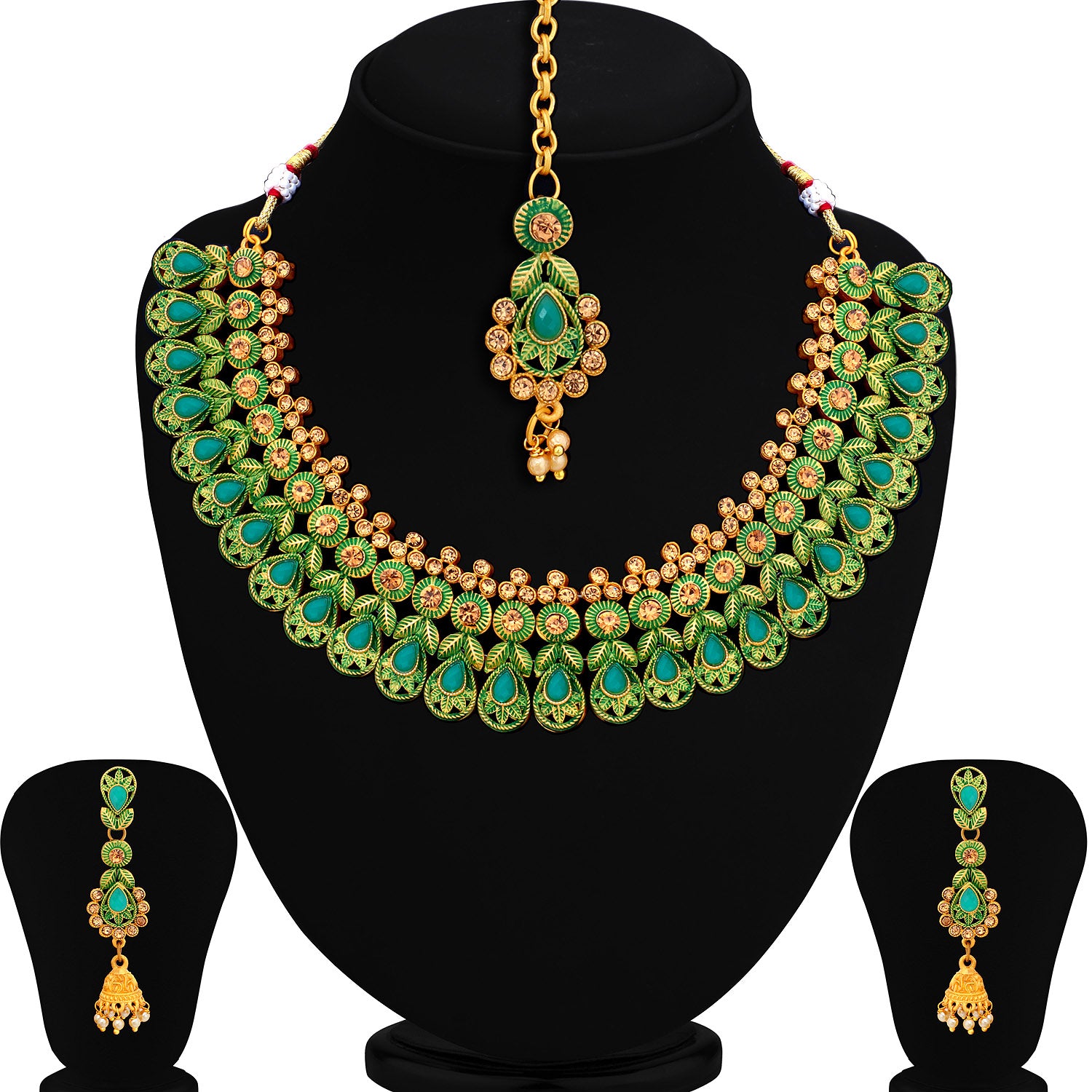 Sukkhi Eye-Catching Gold Plated Choker Necklace Set For Women N78024