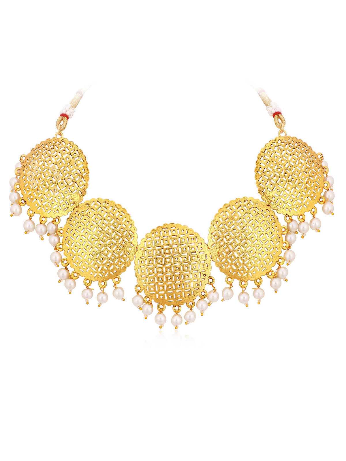 Sukkhi Classic Gold Plated Pearl Choker Necklace Set For Women N78101