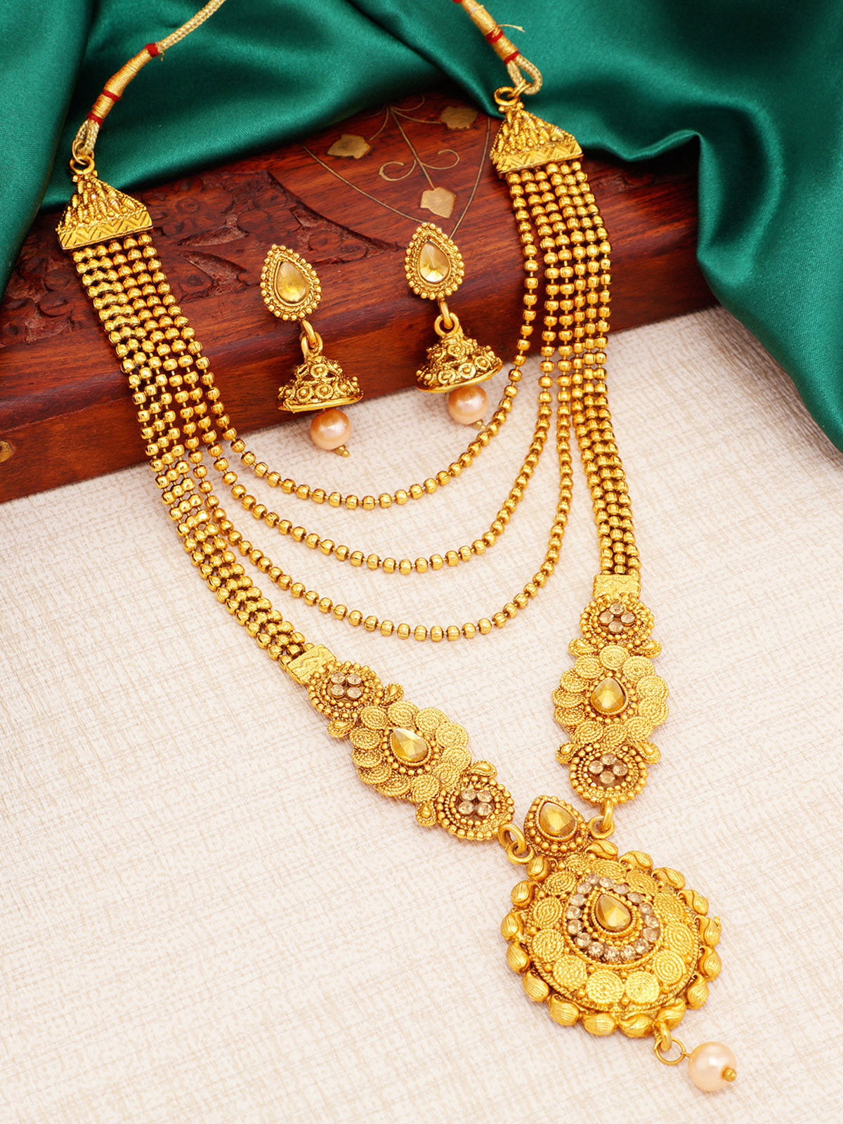 Sukkhi Traditional LCT Gold Plated Long Haram Necklace Set for women N79602