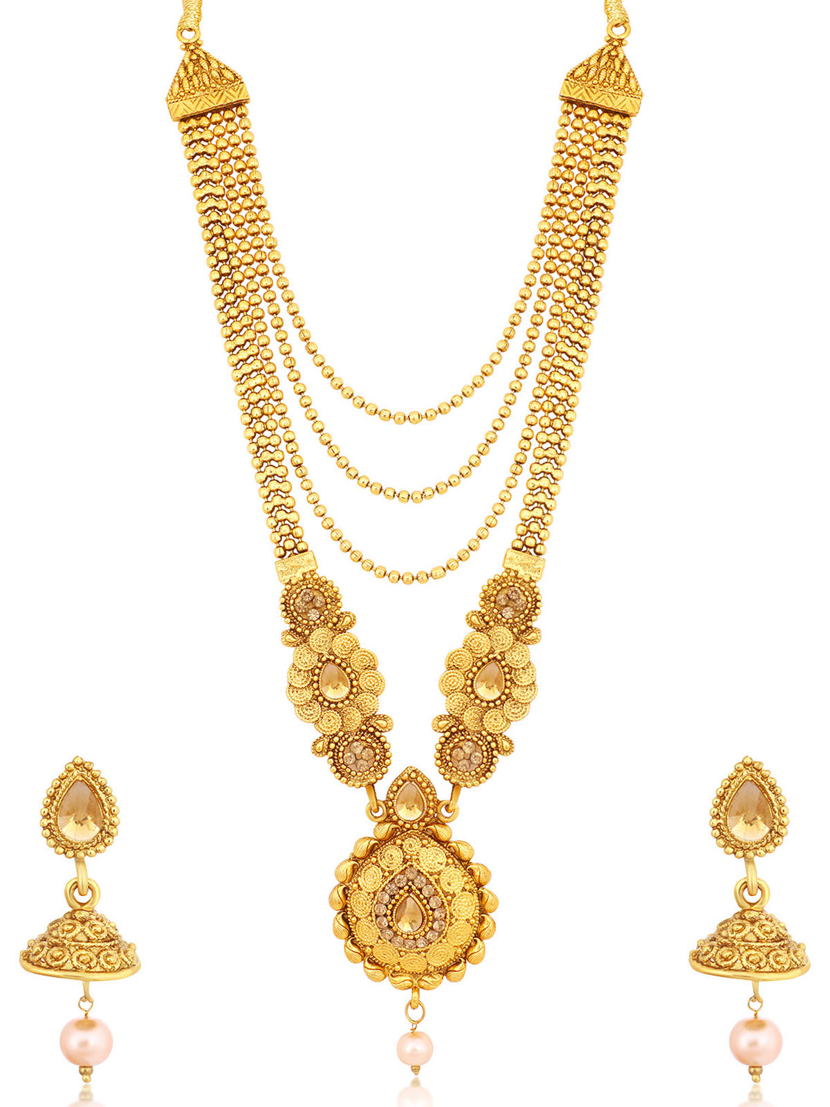 Sukkhi Traditional LCT Gold Plated Long Haram Necklace Set for women N79602