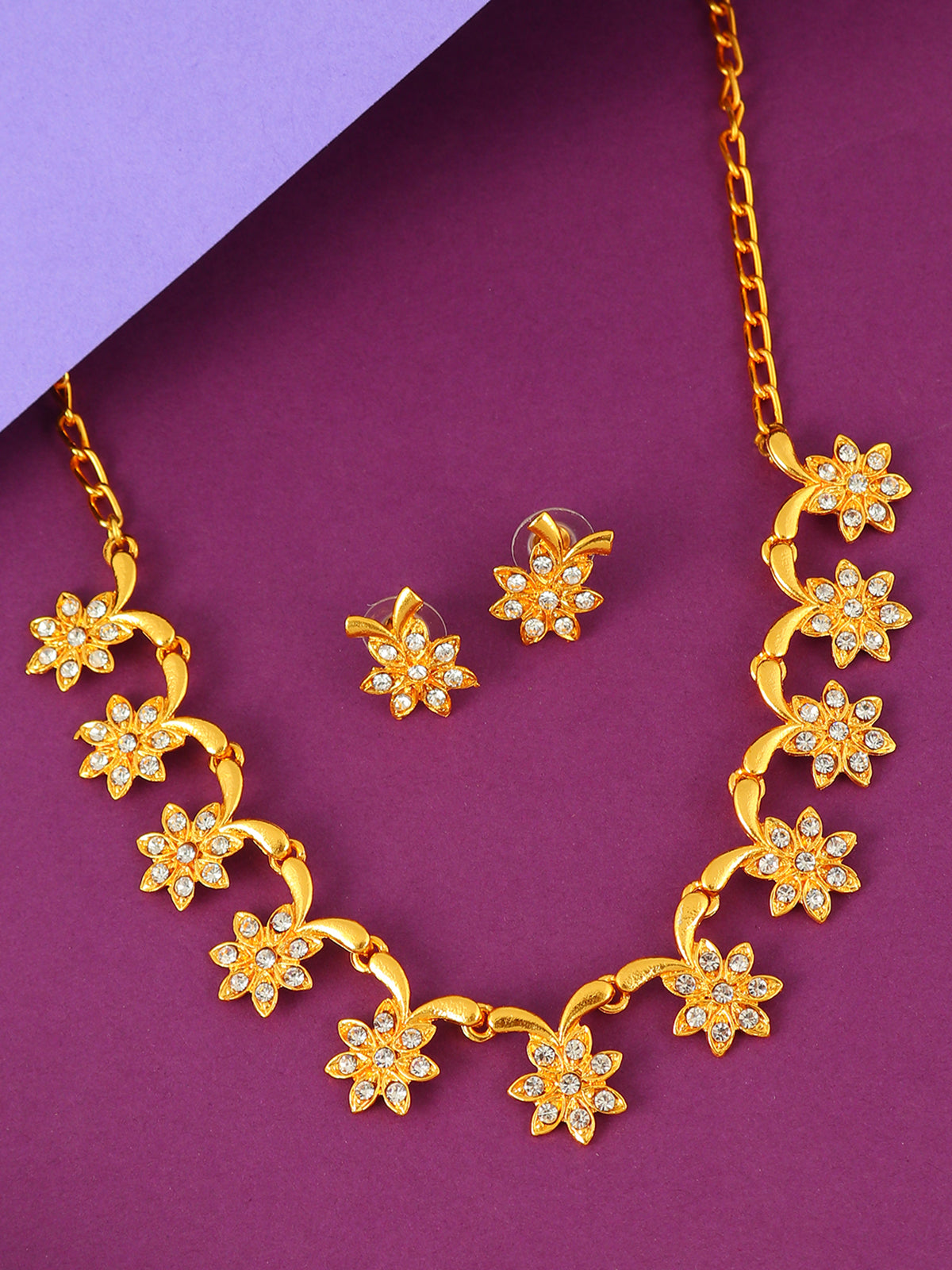 Sukkhi Ravishing Gold Plated Austrian Diamond Necklace Set for Women N82917