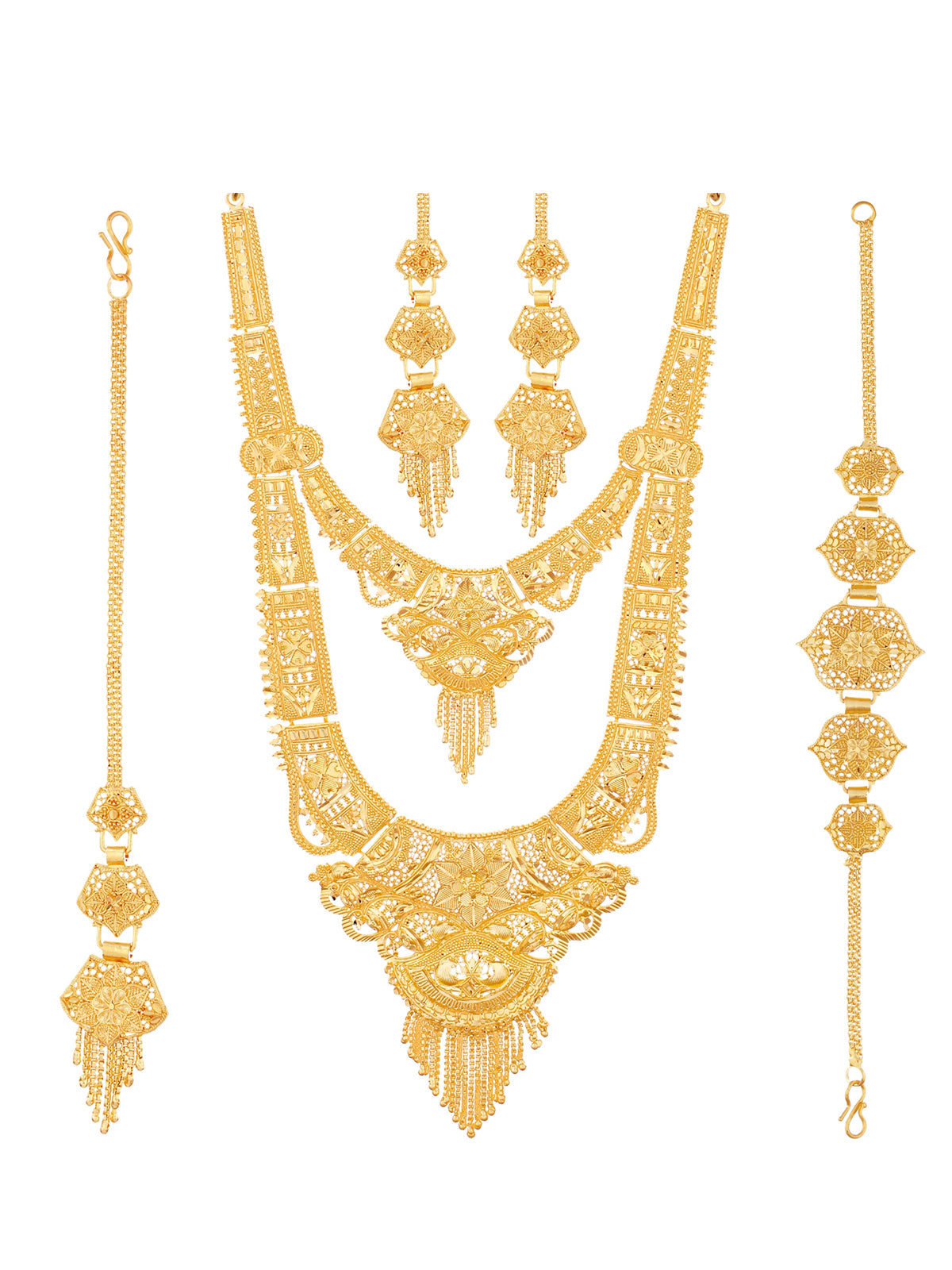 Sukkhi Luxurious 24 Carat Gold Plated Rani Haar Bridal Necklace Set for Women N83811