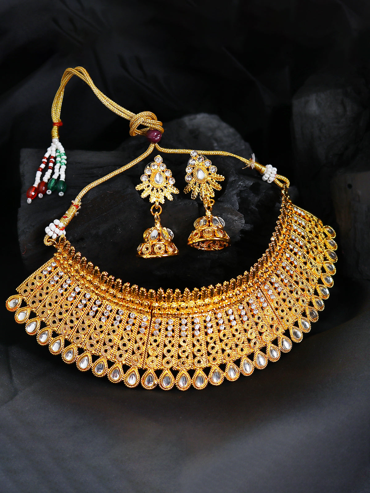 Sukkhi Gorgeous Gold Plated Kundan Choker Necklace Set for Women N83823