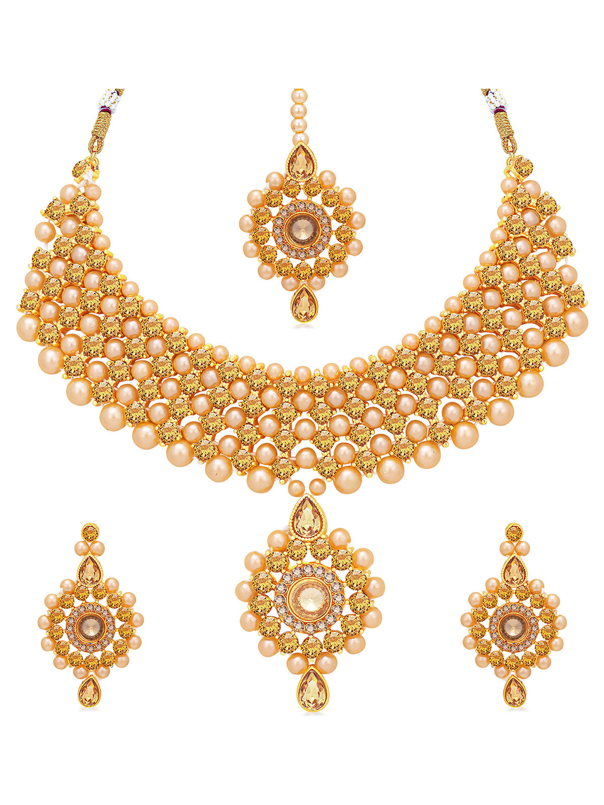 Sukkhi Lovely Gold Plated Choker Necklace Set for Women NS104067