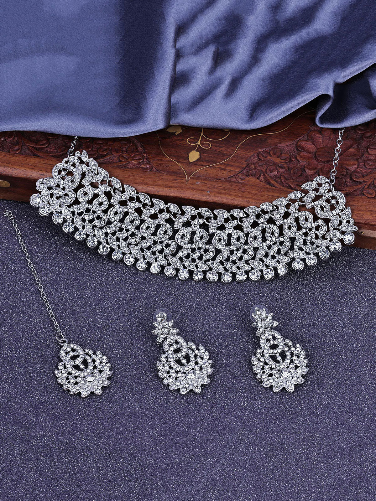Sukkhi Delicate Party Wear Diamond Necklace Earring Jewellery Set for Women & Girls NS104701