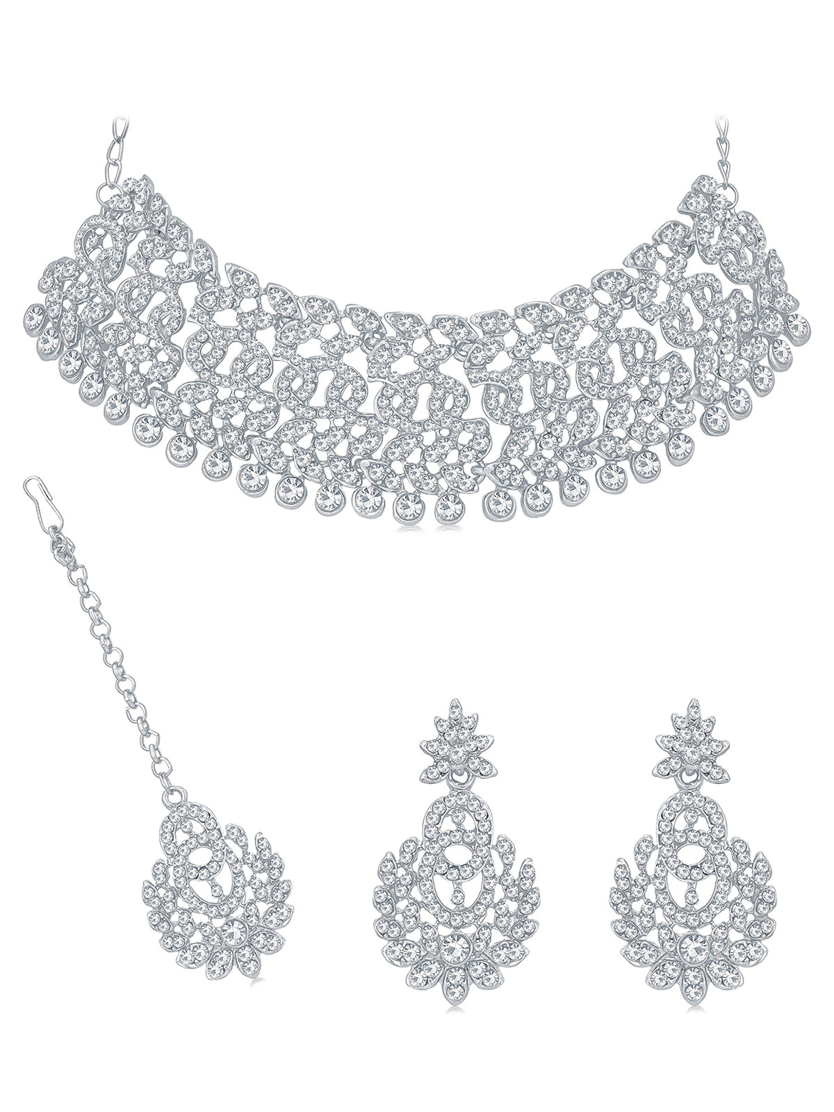 Sukkhi Delicate Party Wear Diamond Necklace Earring Jewellery Set for Women & Girls NS104701