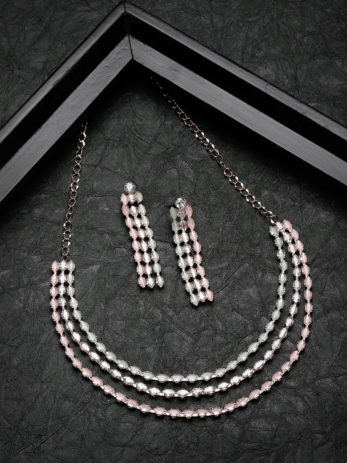 Studio Sukkhi Elegant Gold Plated Pink Stone Studded Mulsti Layers Princess Necklace Set For Women NS104791